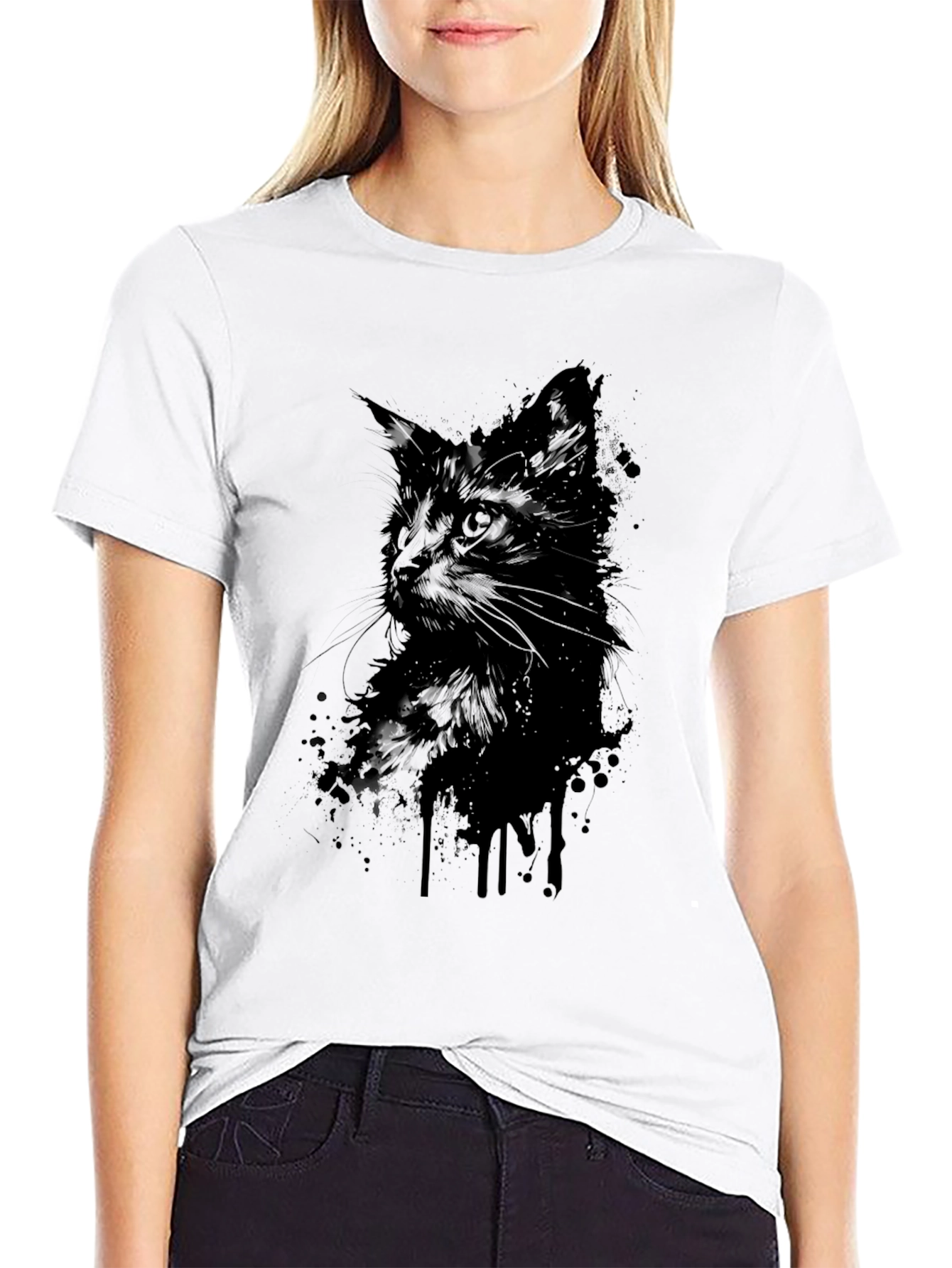 Black Black Cat Silhouette Graphic T-Shirt - Mens view 9