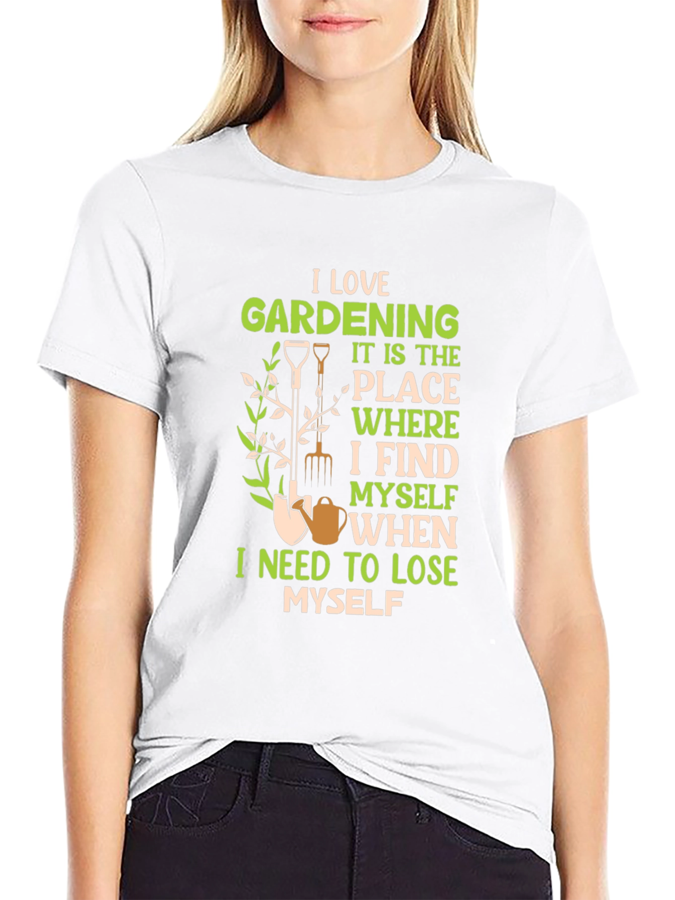 Black I Love Gardening Black T-Shirt view 9