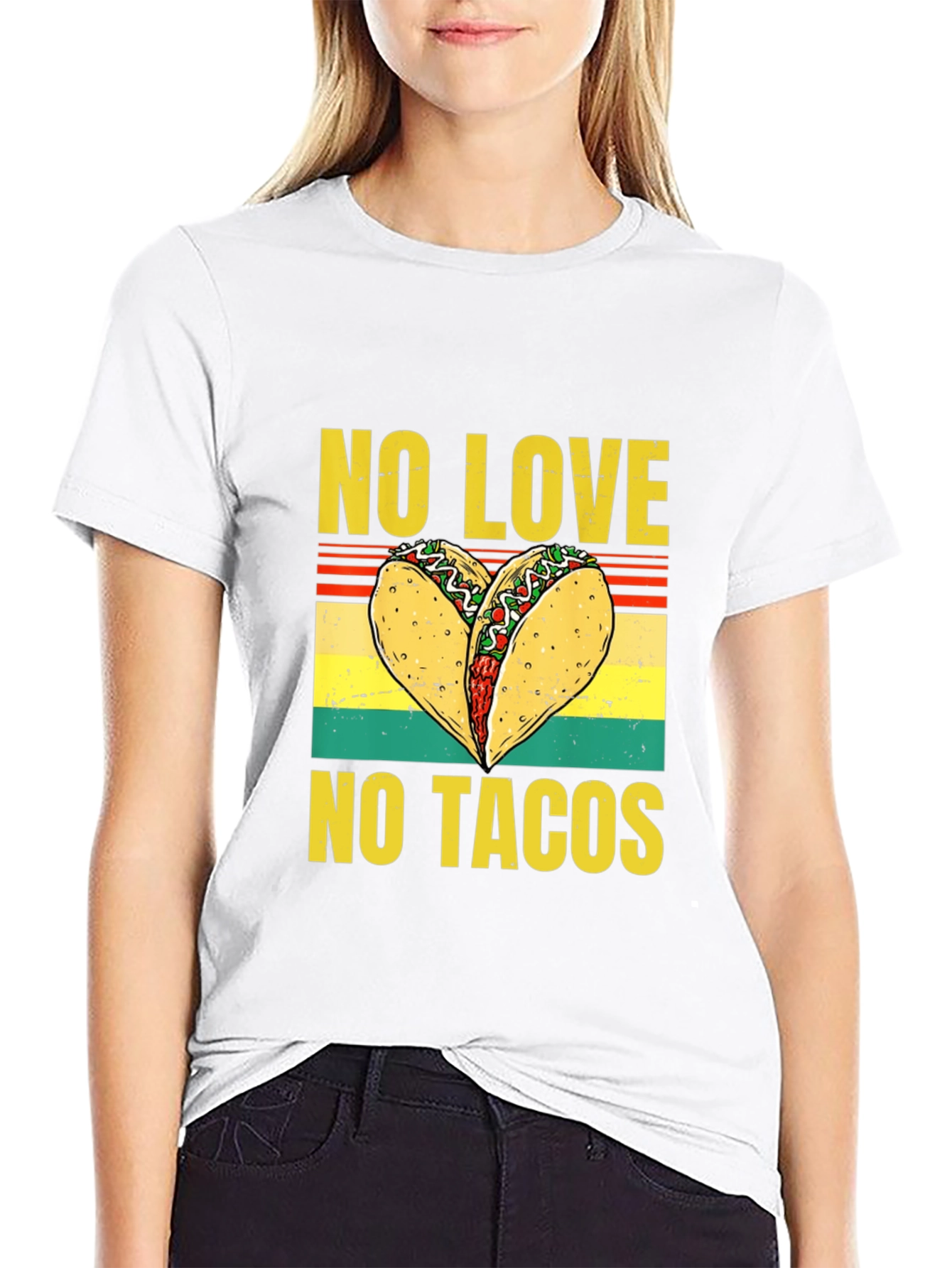 Black No Love, No Tacos Graphic T-Shirt view 9