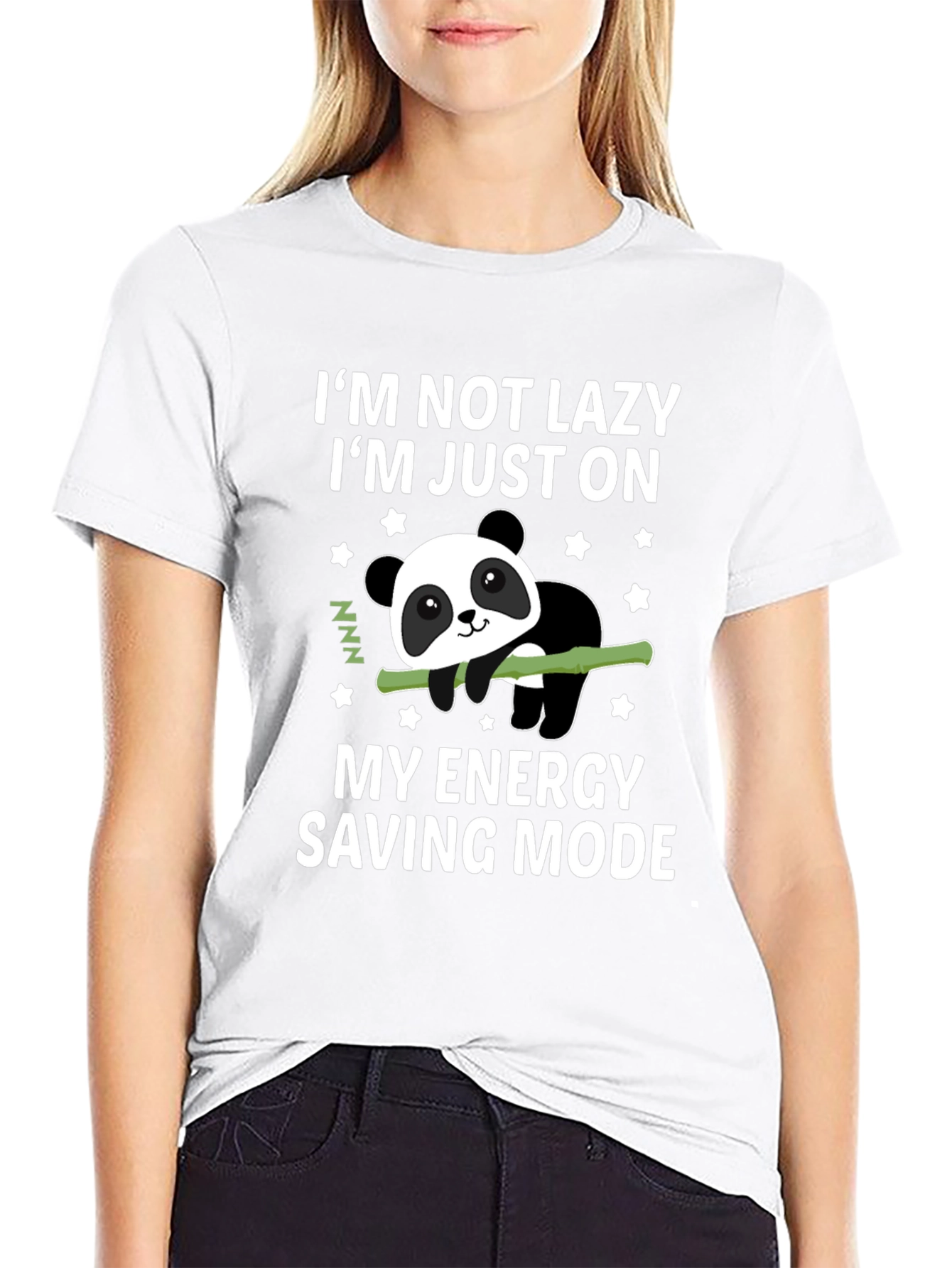 Lazy Panda Energy Saving Mode Black T-Shirt - 9