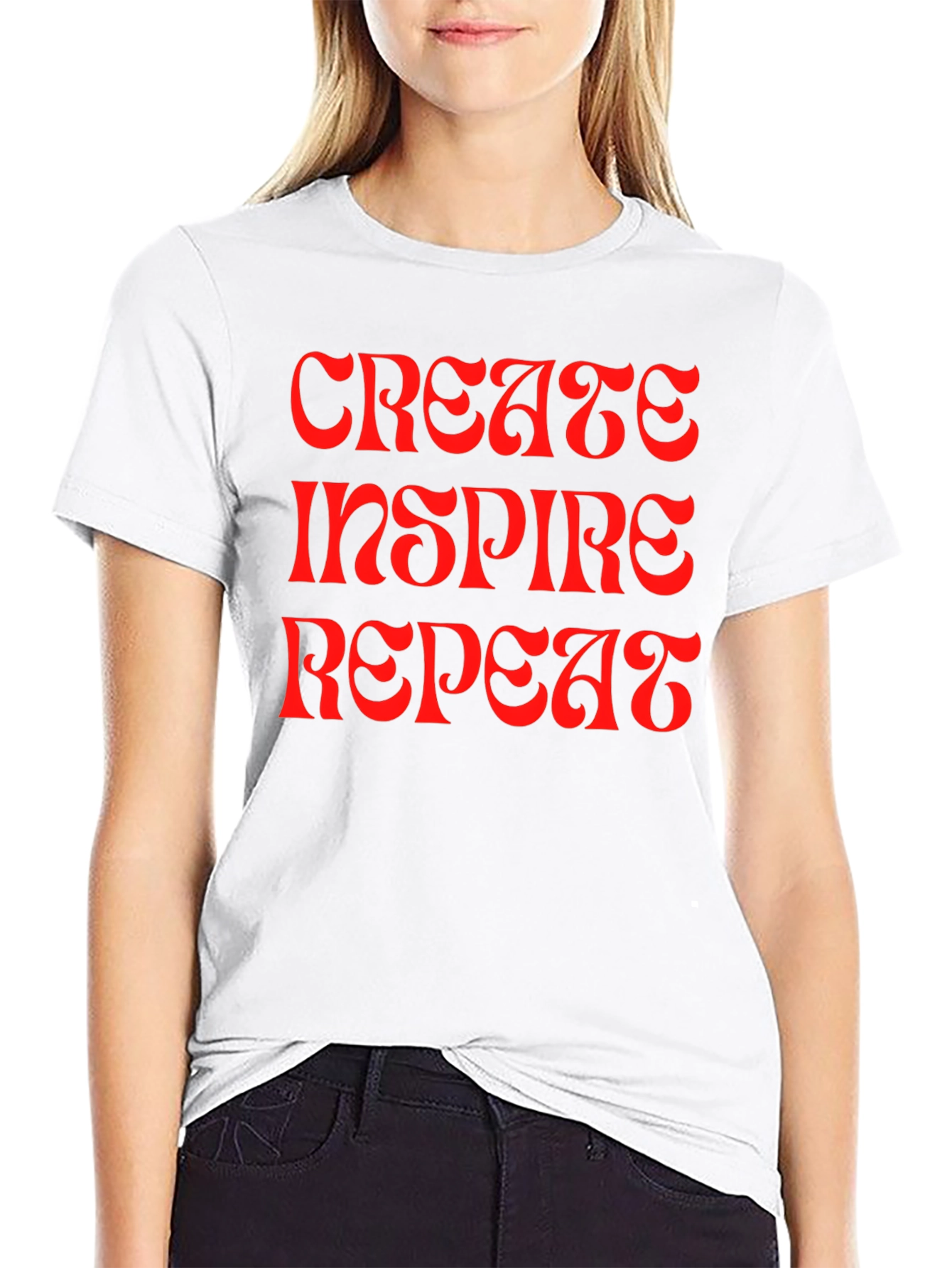 Black Create Inspire Repeat Graphic Tee view 9
