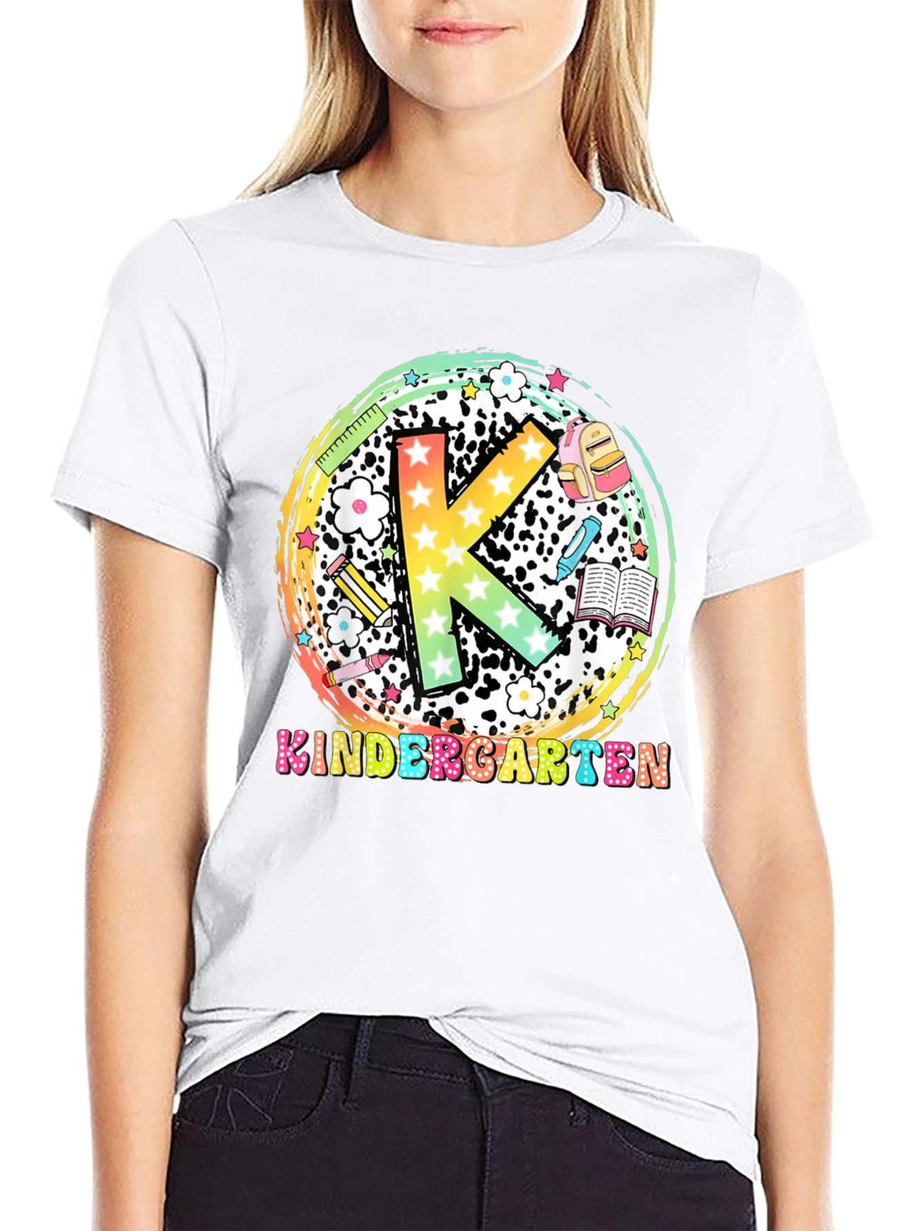 Black Kindergarten Teacher Black T-Shirt view 9