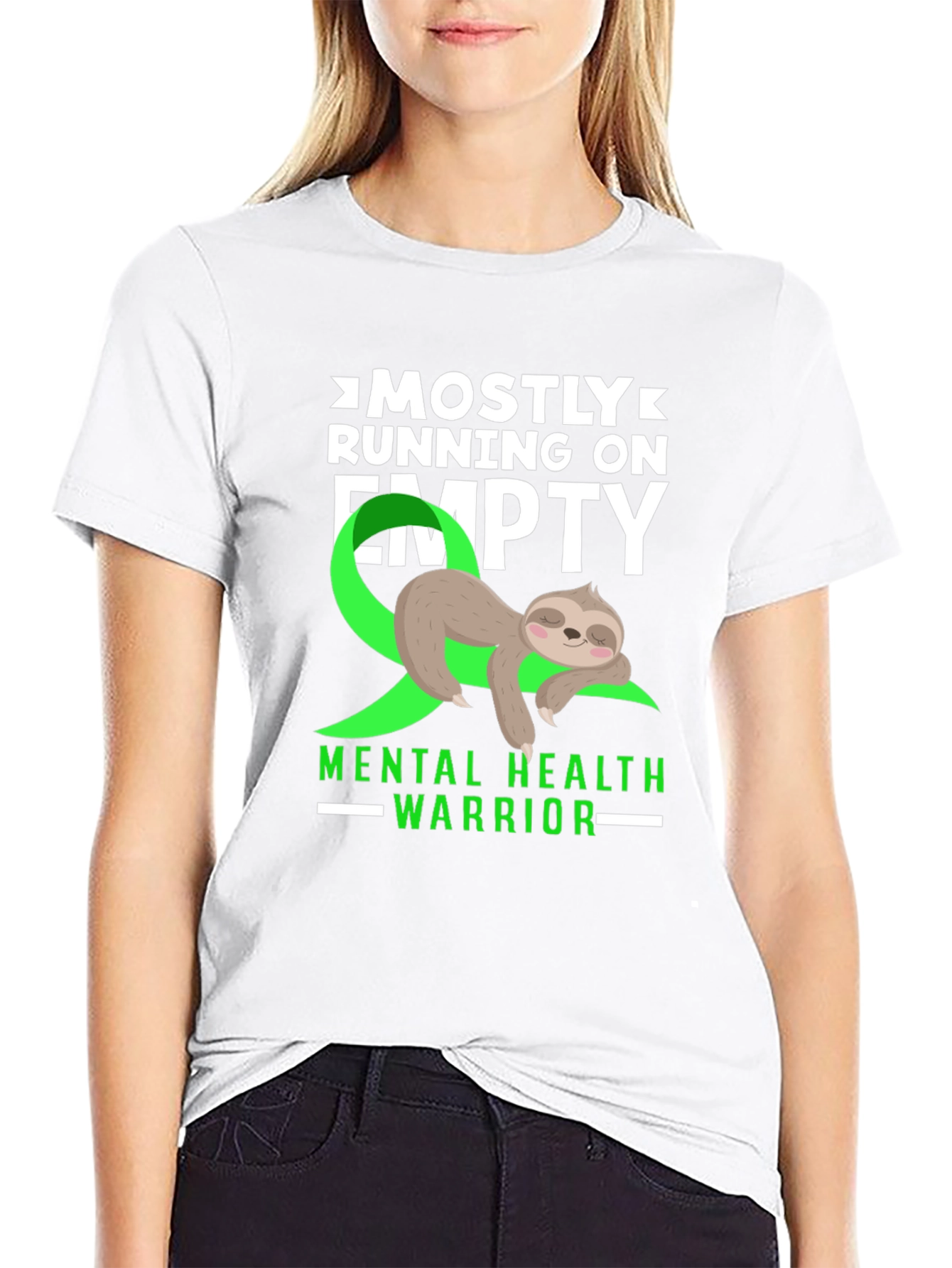 Black Mental Health Warrior Sloth T-Shirt view 9