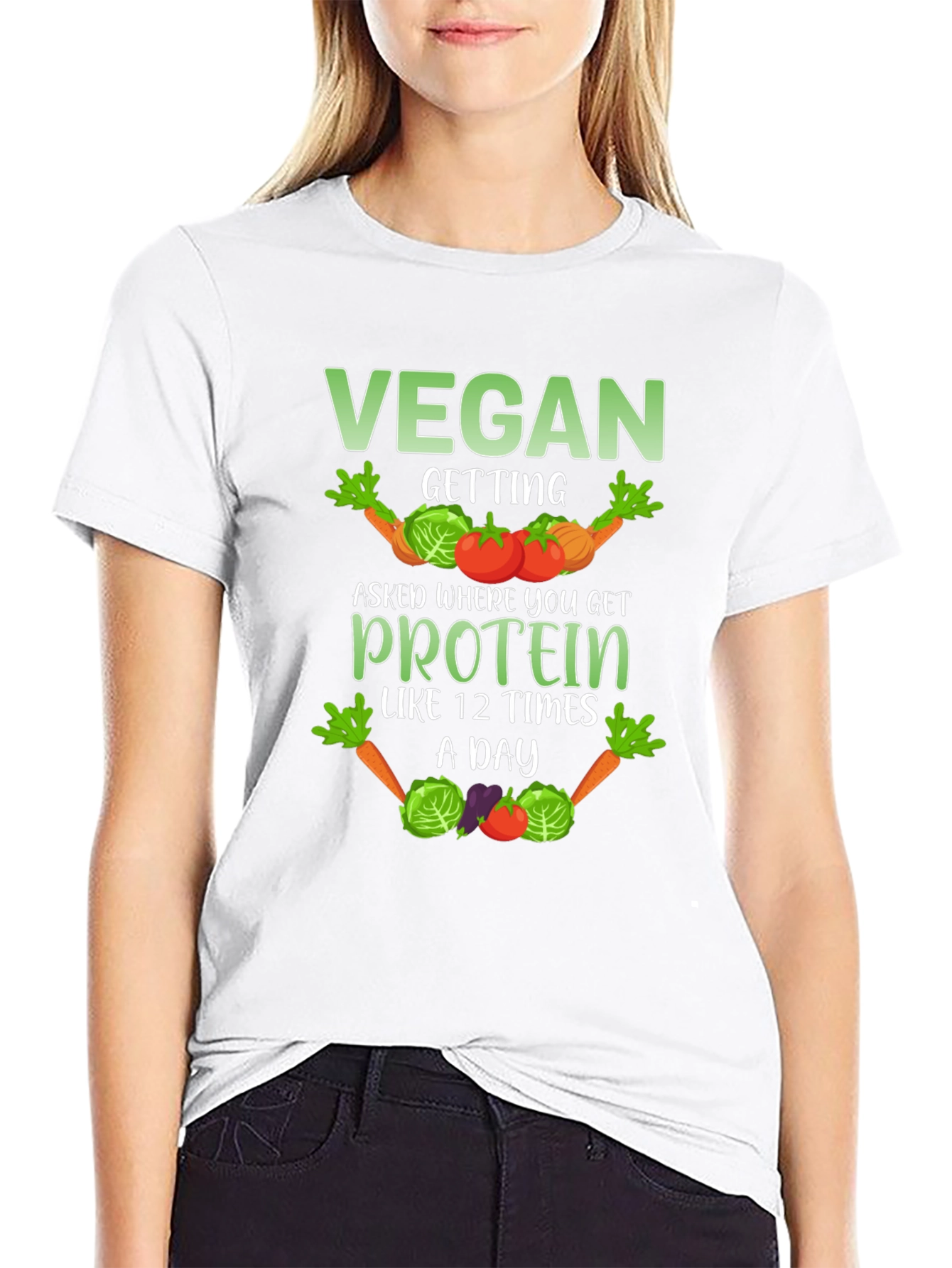Black Vegan Protein Funny T-Shirt view 9