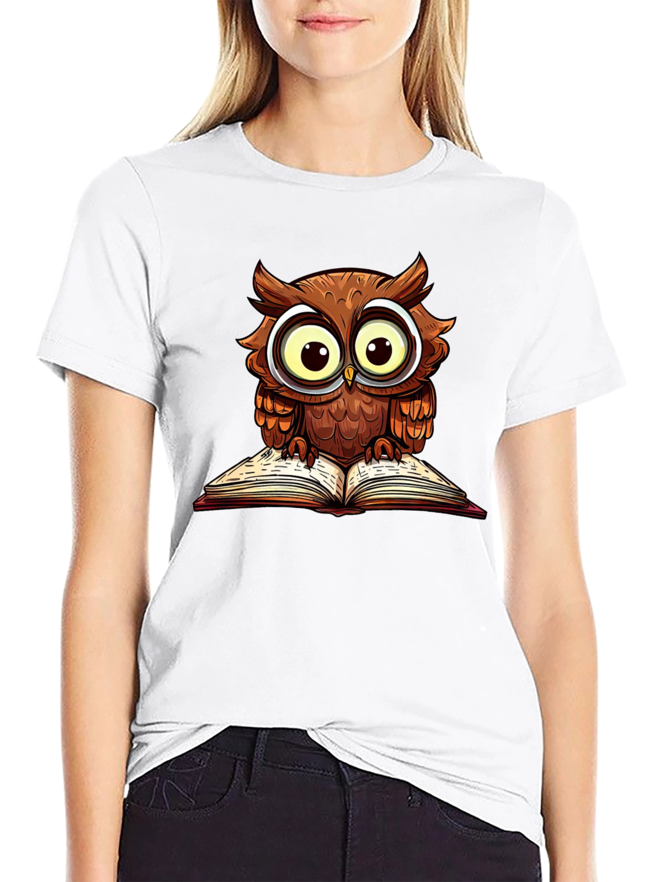 Black Owl Reading Book Graphic T-Shirt view 9