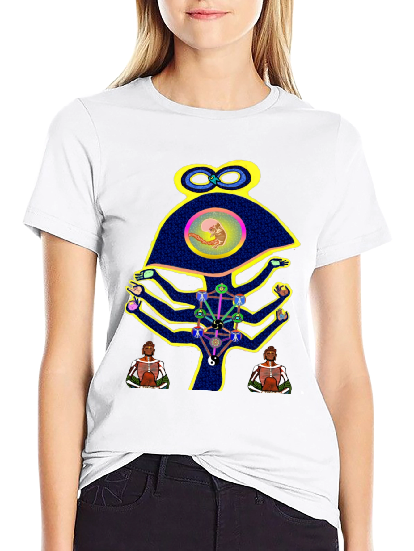 Black Unique Graphic Print Men's Black T-Shirt view 9