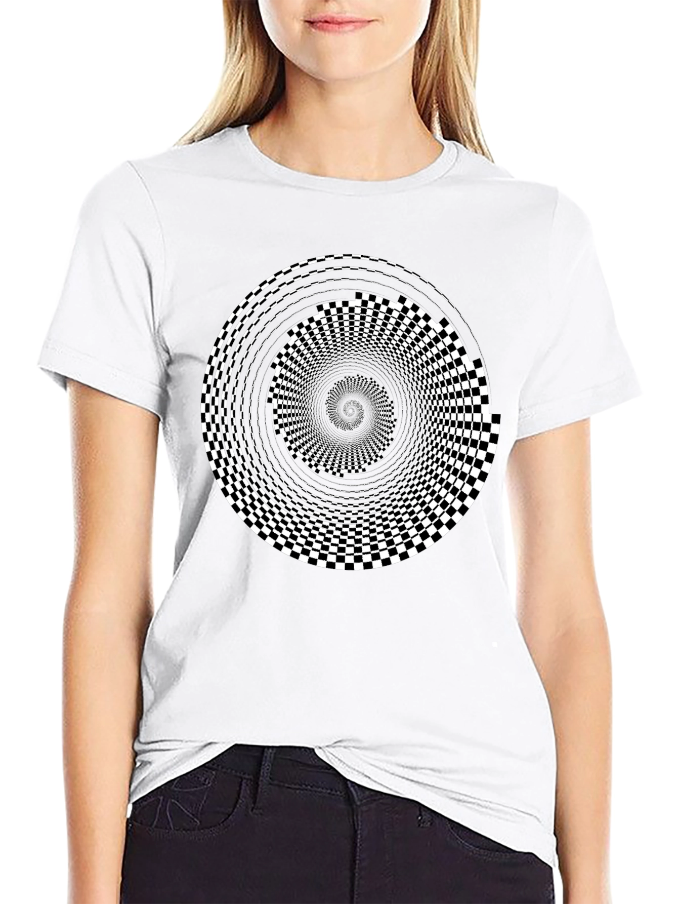 Black Optical Illusion Black T-Shirt view 9