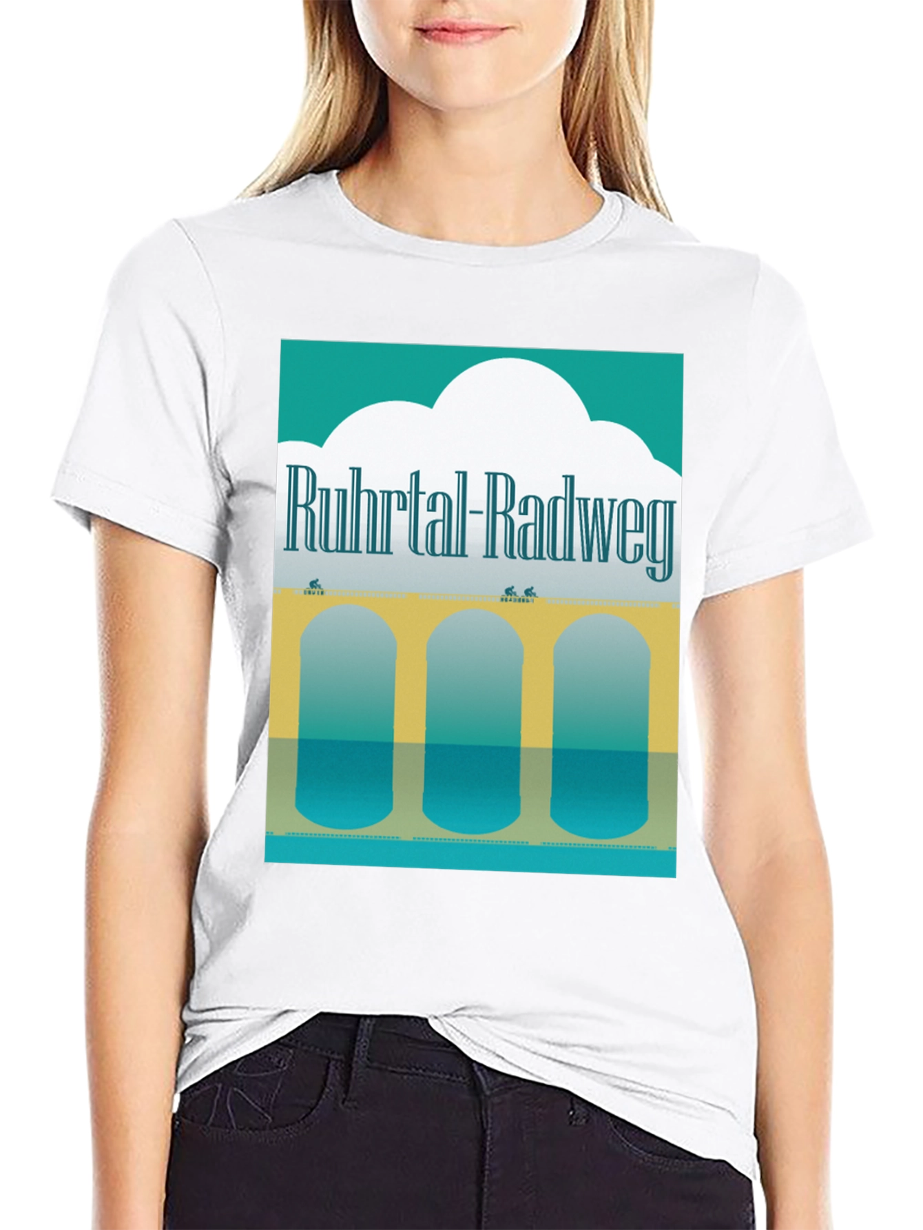 Black Ruhtal Radweg Graphic Tee - Cycling Tour Shirt view 9