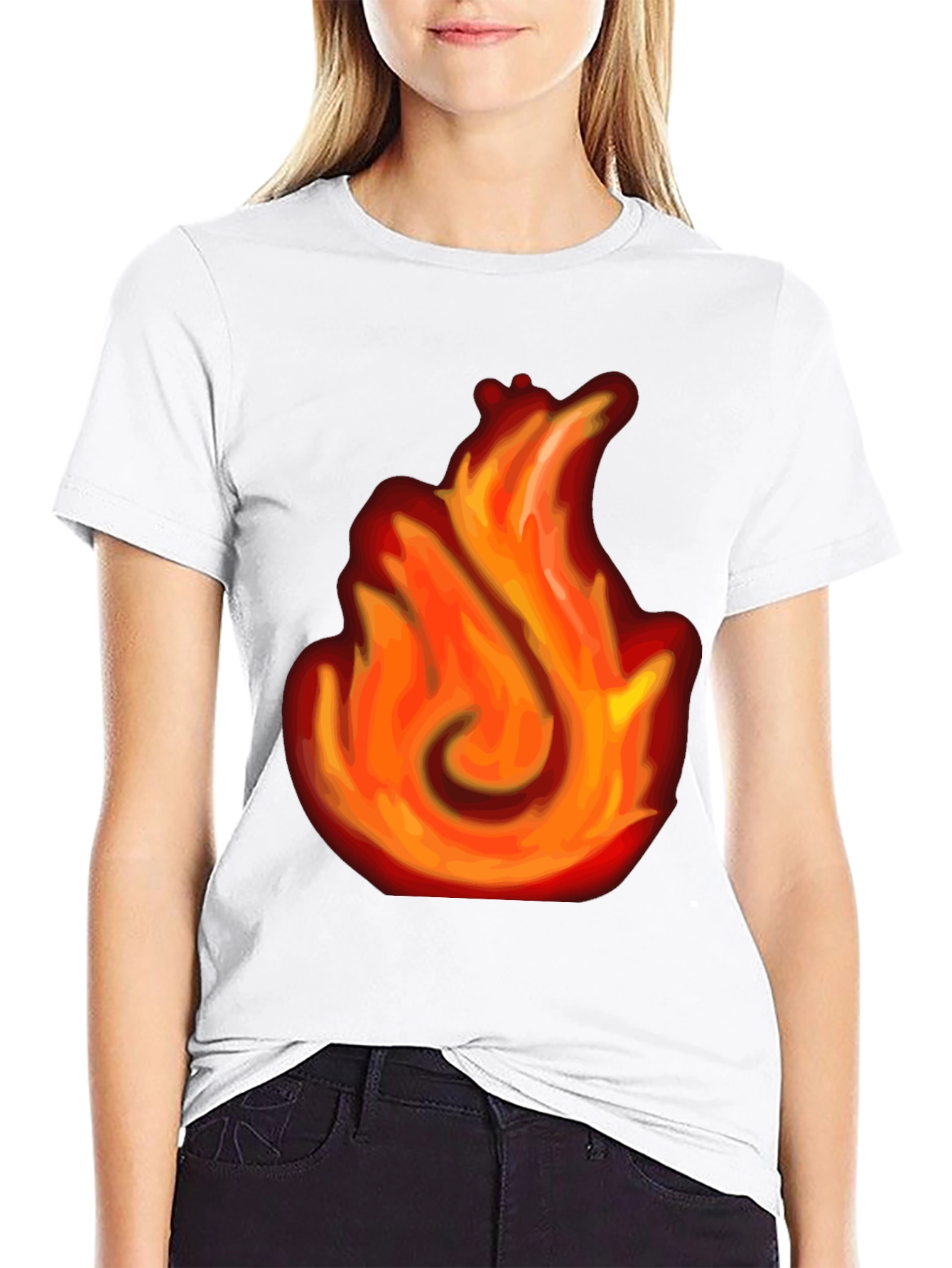 Black Fiery Flame Graphic Black T-Shirt view 9