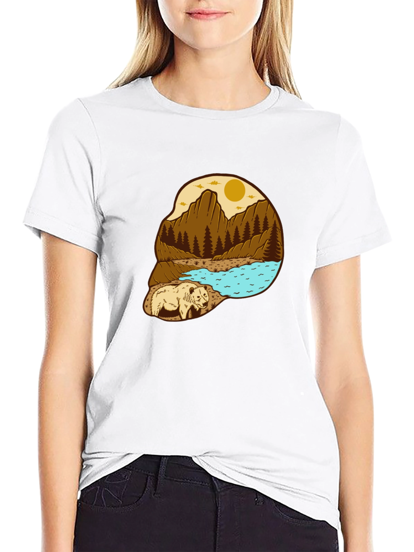 Black Bear Mountain Scene Graphic Tee view 9