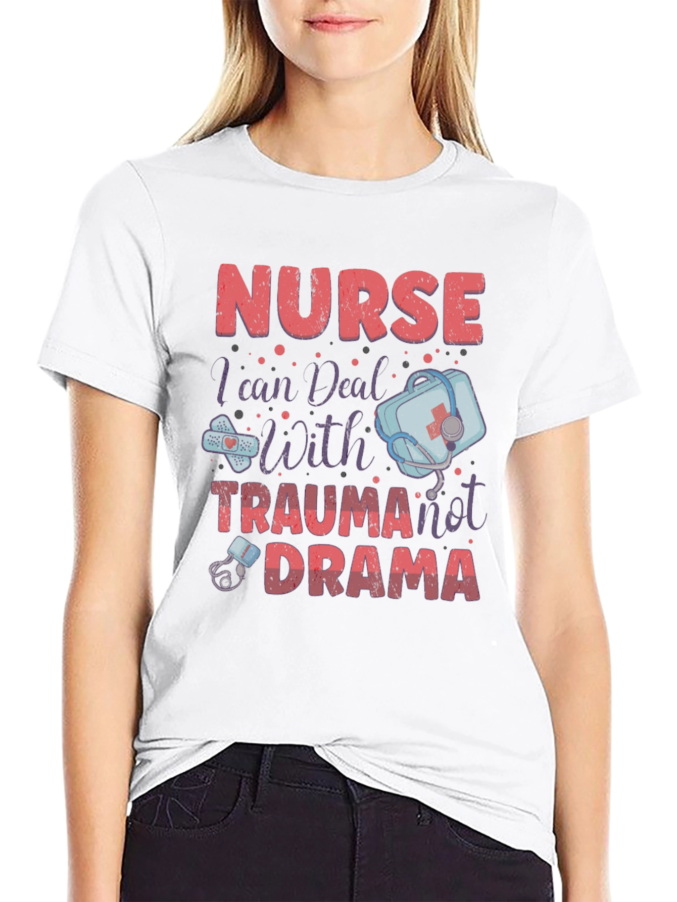 Black Nurse Trauma Drama T-Shirt - Medical Humor Apparel view 9