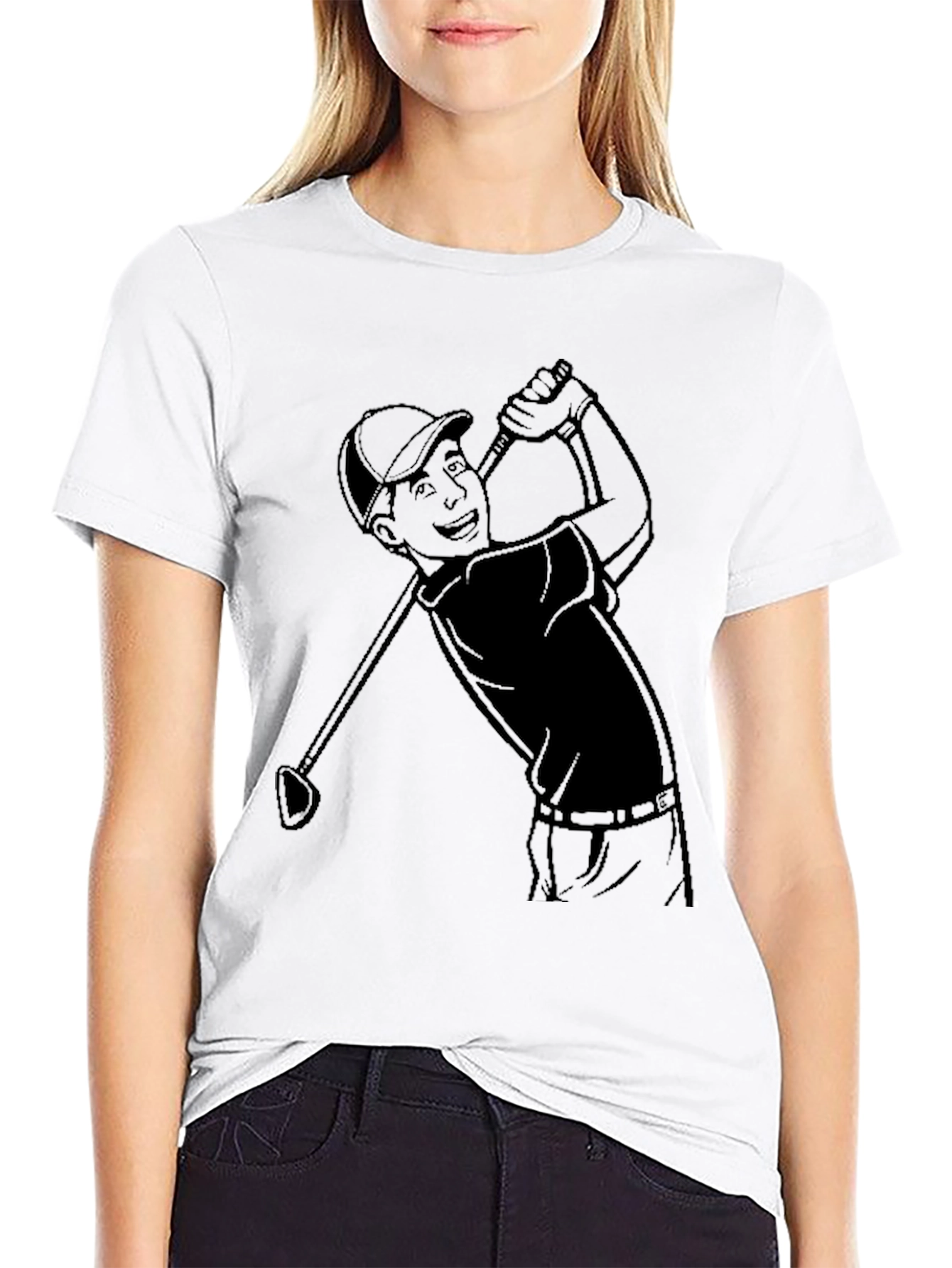 Black Golf Cartoon Tee - Classic Player Design view 9