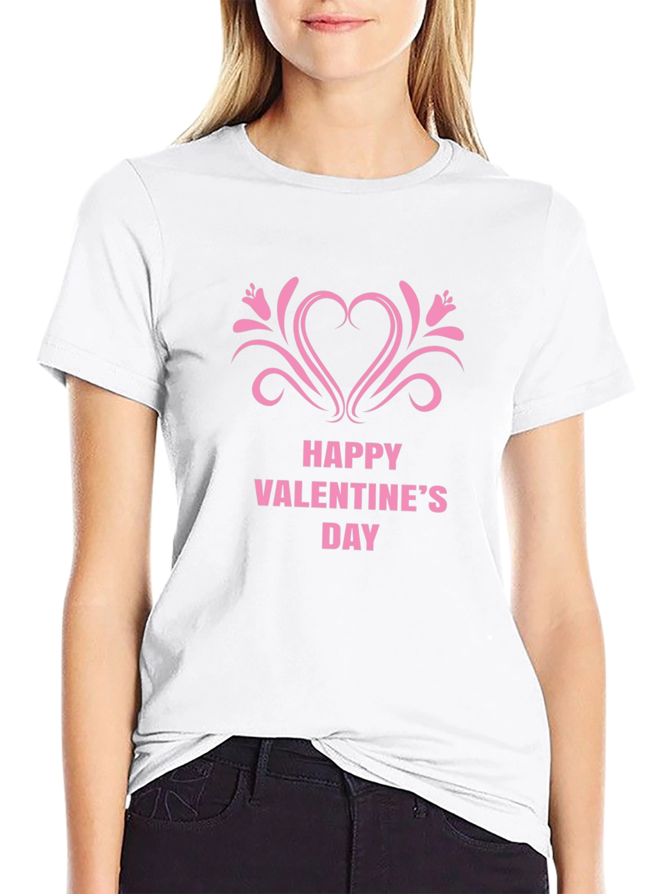 Black Happy Valentine's Day Graphic Tee - Black view 9