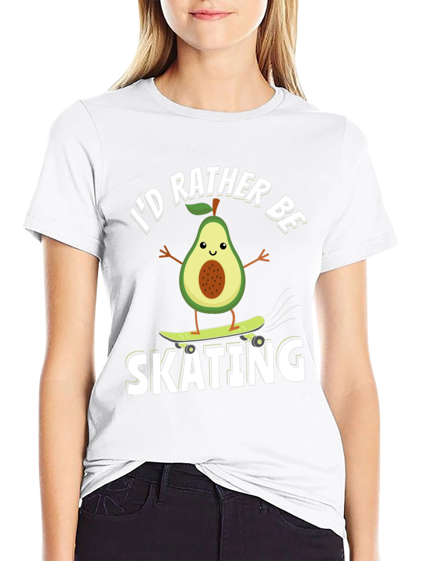 Black Avocado Skating T-Shirt - Funny Fruit Skateboarder Tee view 9