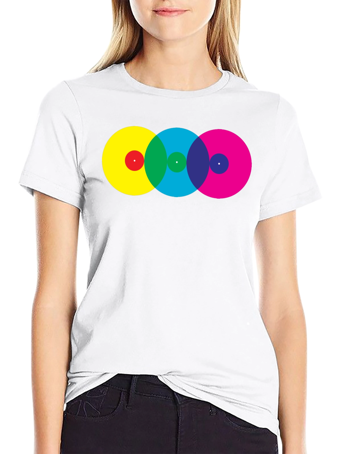 Black Retro Circles T-Shirt - Vivid Colors, Modern Fit view 9