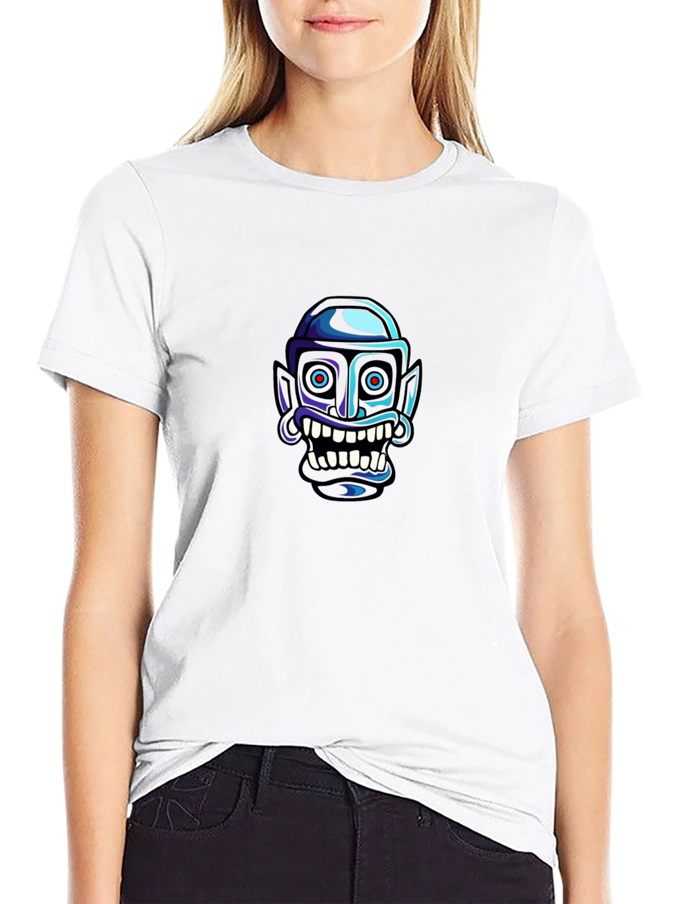 Grotesque Cartoon Face Graphic Tee - 9