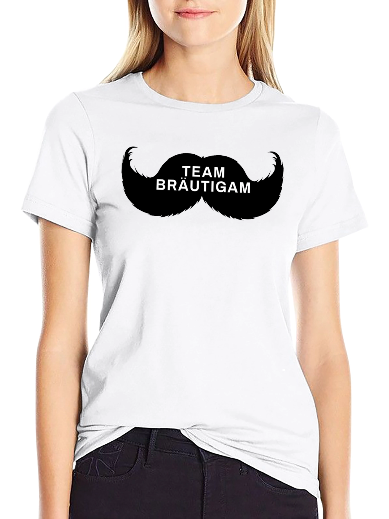 Black Team Bräutigam Mustache Graphic T-Shirt view 9