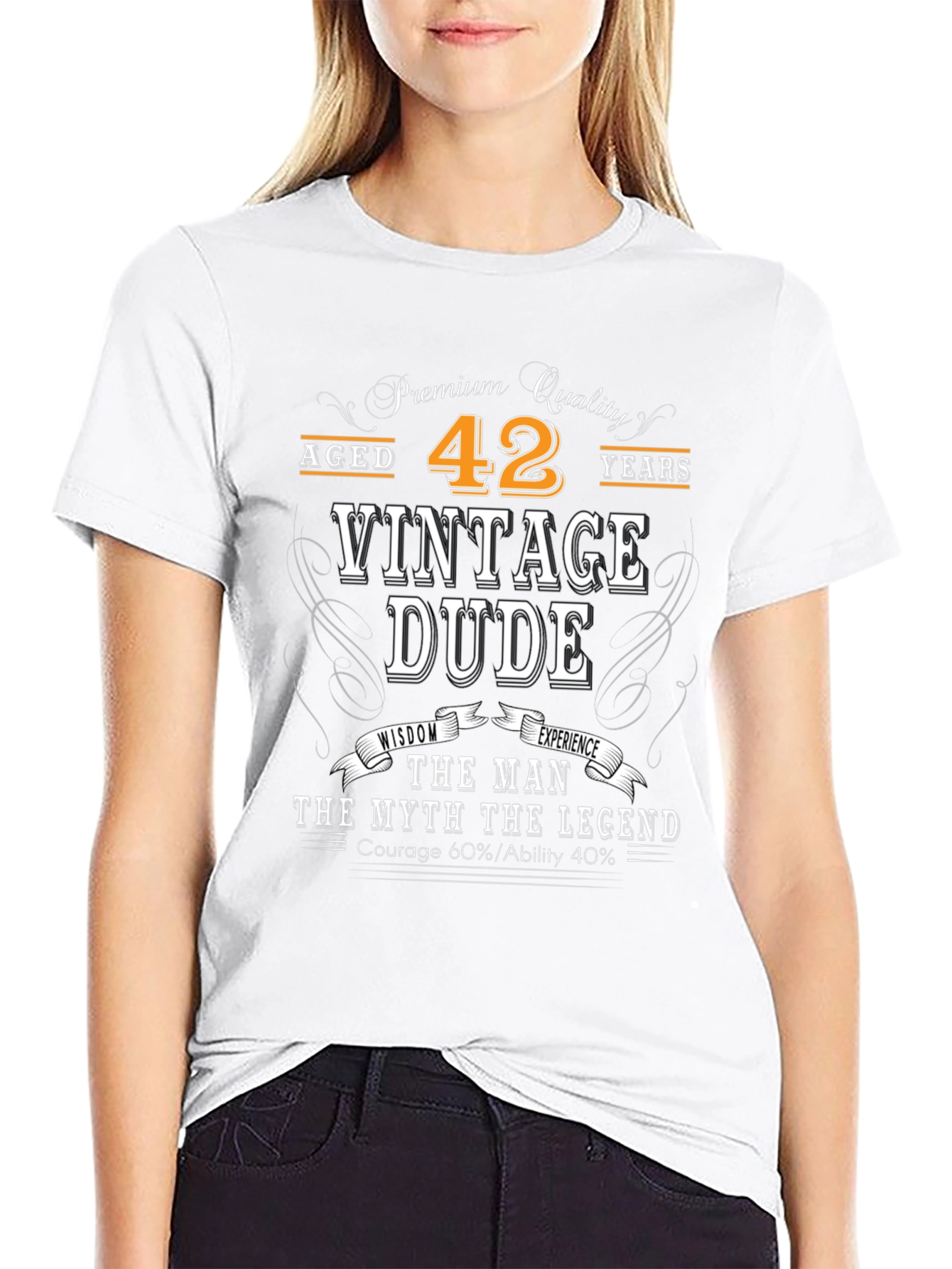 Black Vintage Dude 42 Years Old T-Shirt view 9