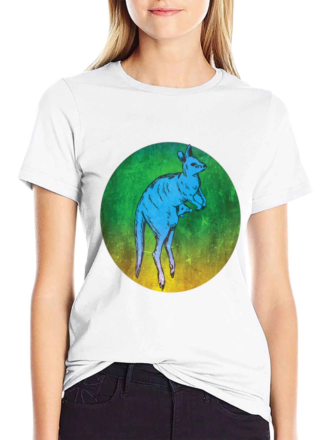 Black Kangaroo Graphic T-Shirt - Unique Animal Design view 9