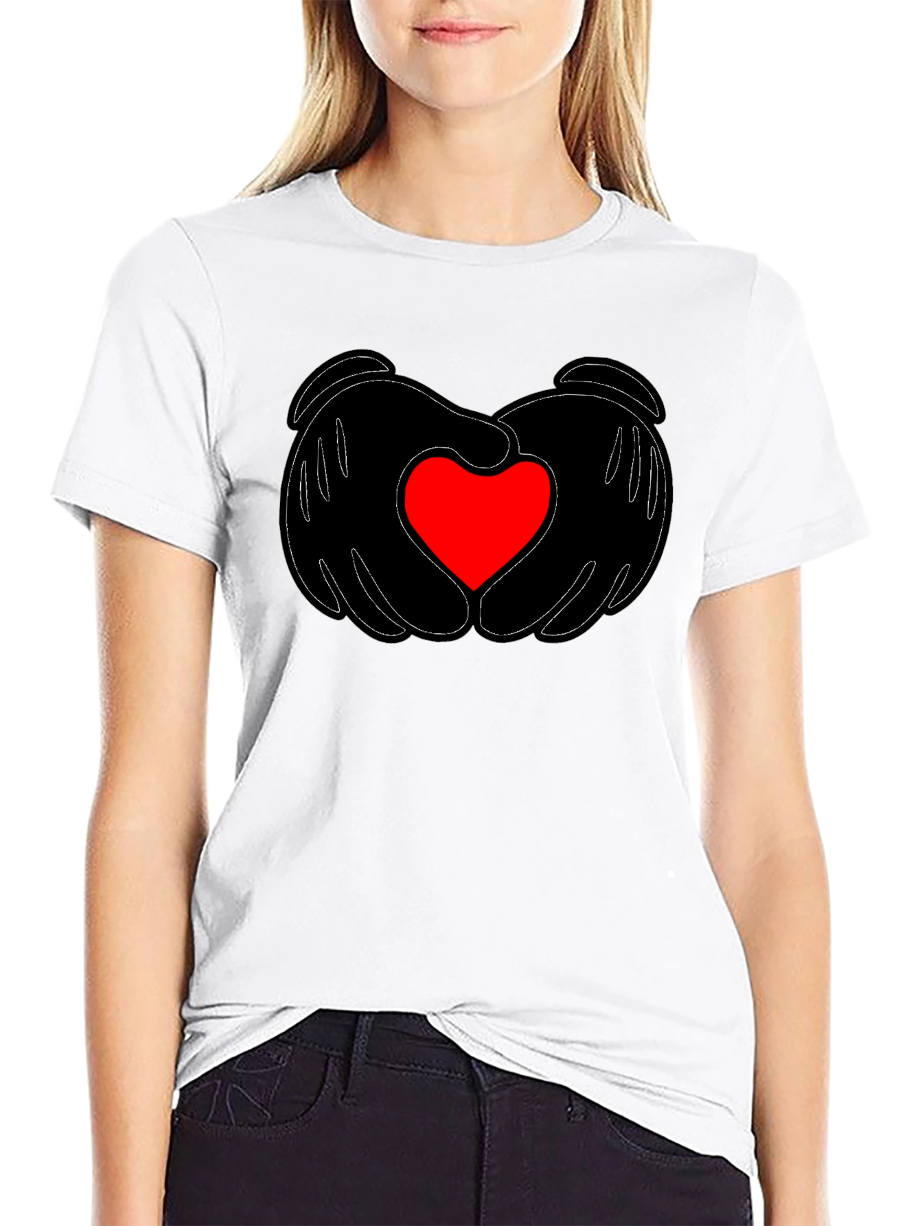 Black Heart Hands Graphic Tee - Stylish Black T-Shirt view 9