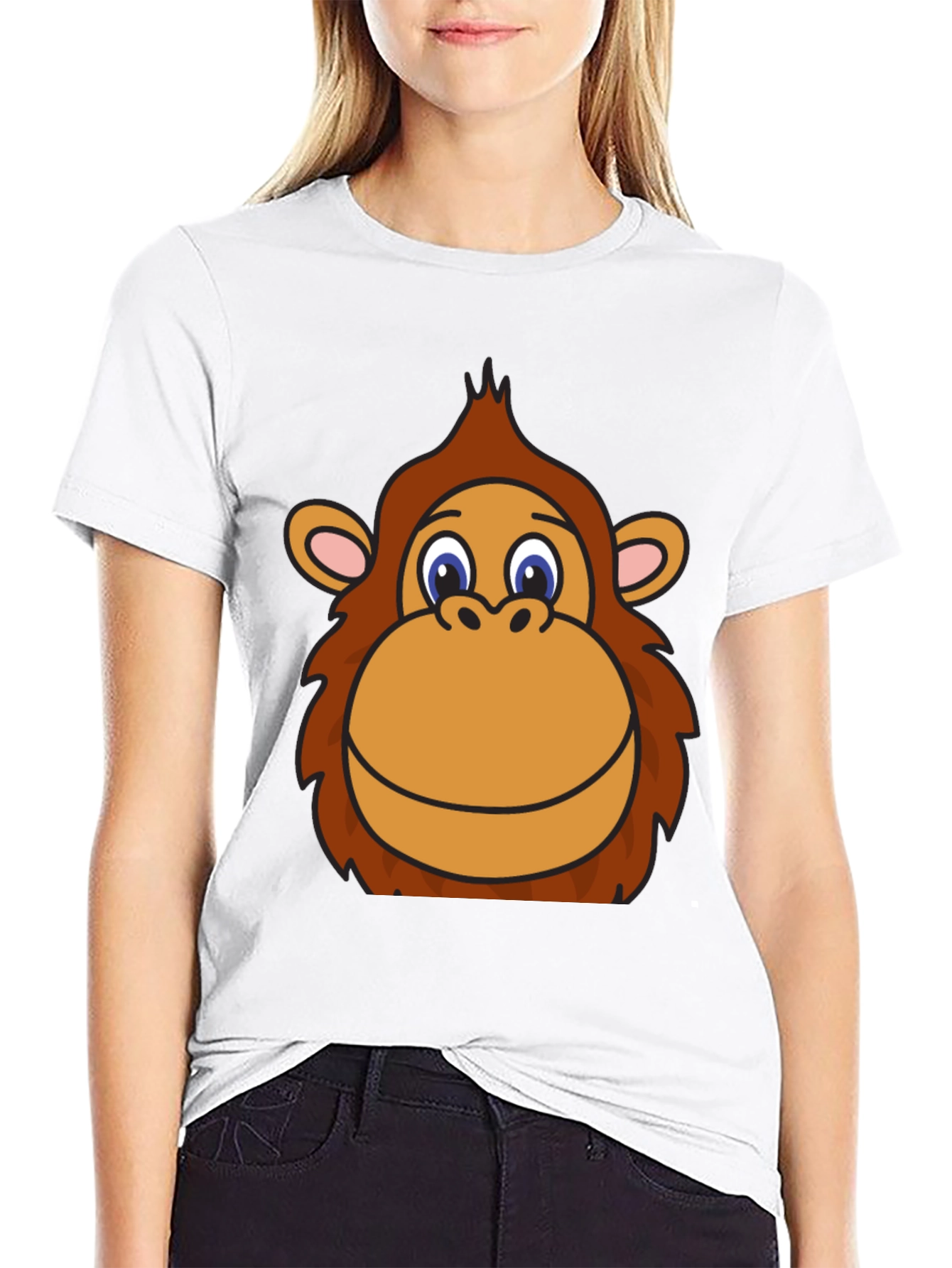 Black Funny Monkey Face Graphic Tee - Black Cotton T-Shirt view 9