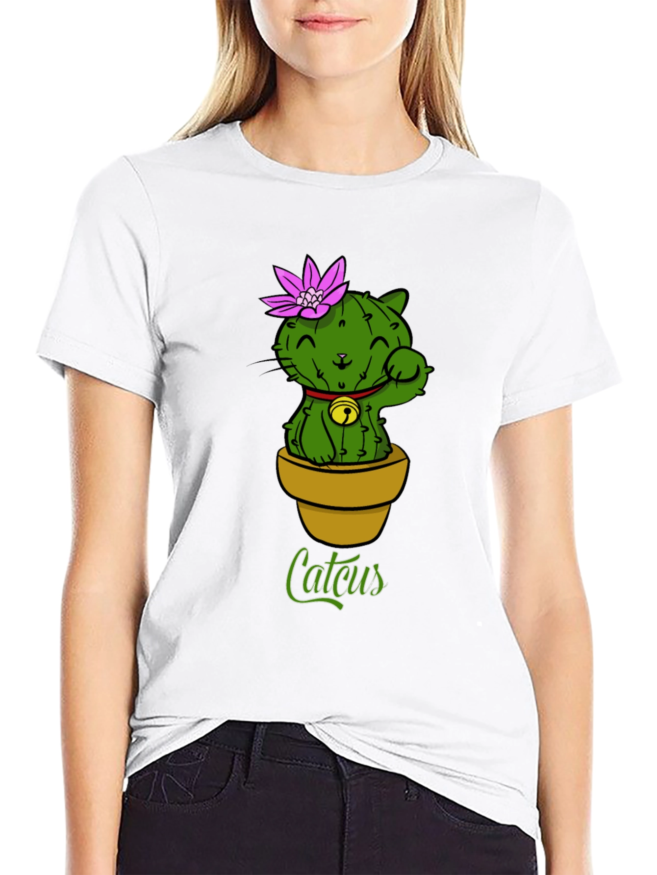 Black Catcus T-Shirt - Unique Cat Cactus Graphic Tee view 9