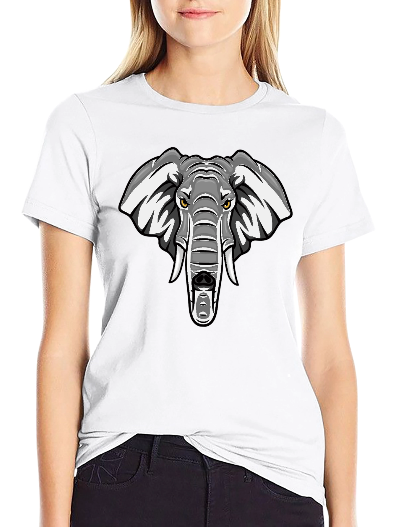 Black Cool Elephant Graphic T-Shirt - Black view 9