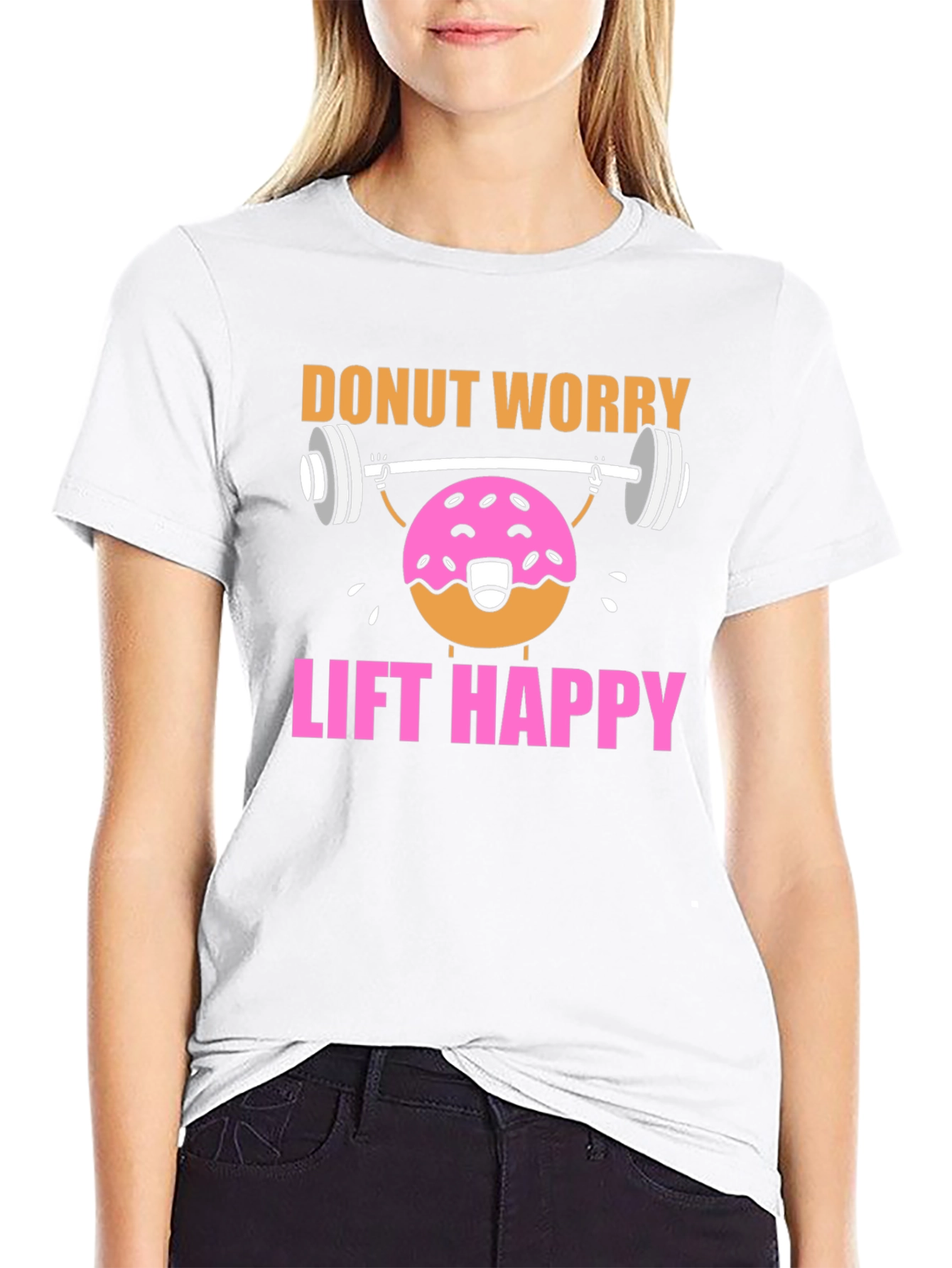 Black Donut Worry Lift Happy Graphic T-Shirt view 9