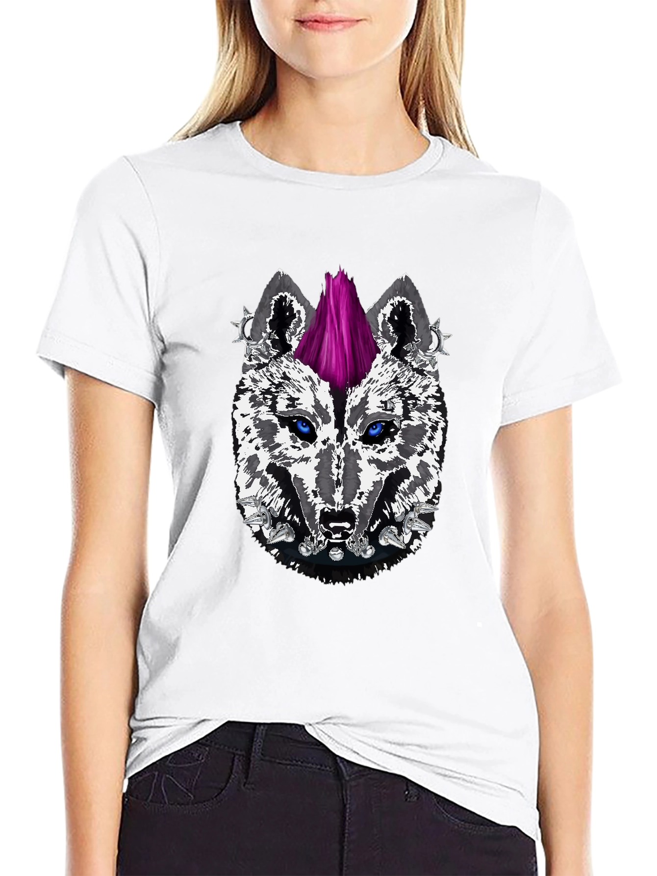 Black Punk Wolf Graphic Tee - Fierce Style view 9