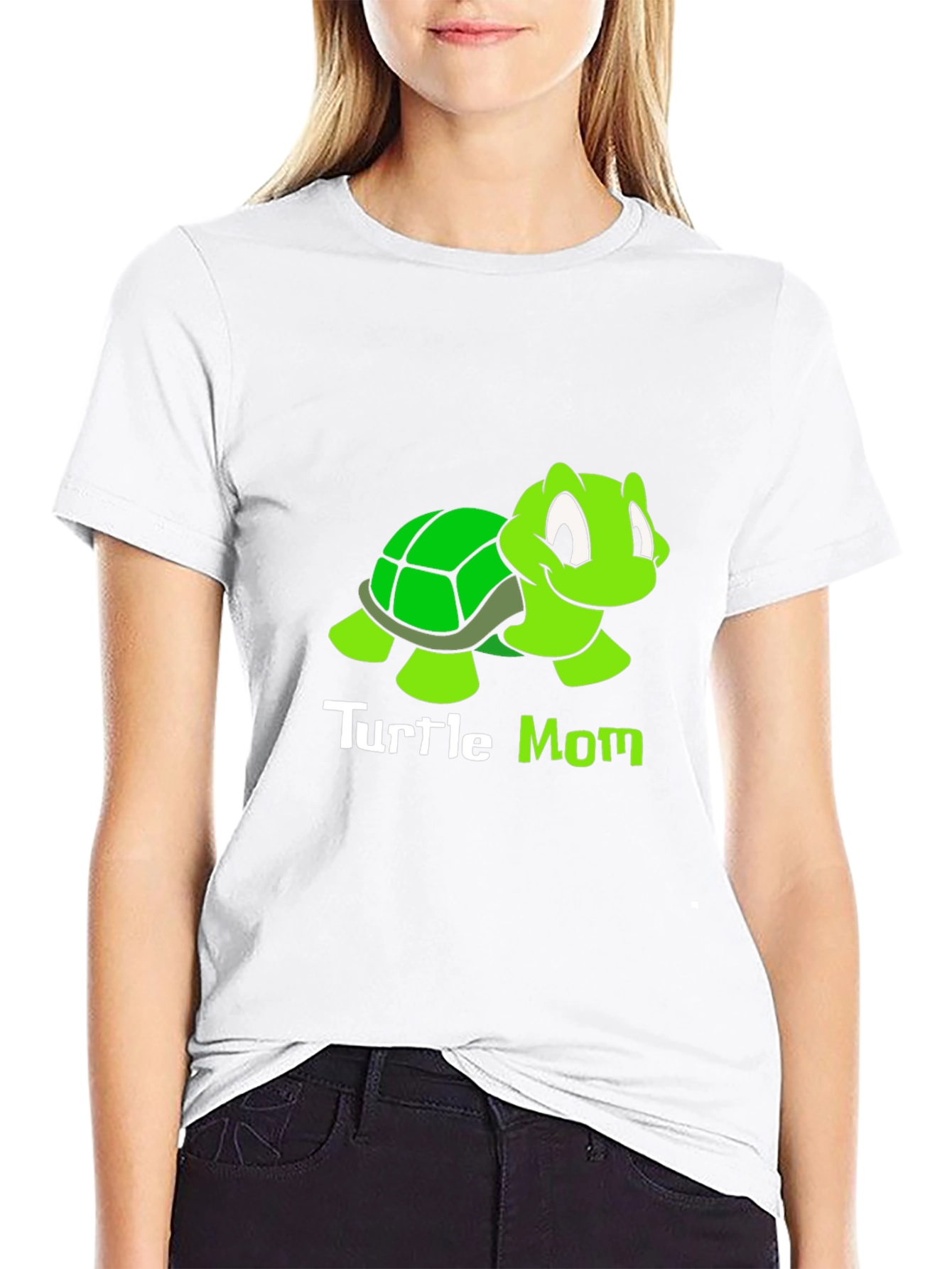 Black Turtle Mom T-Shirt - Cute Cartoon Turtle Design view 9