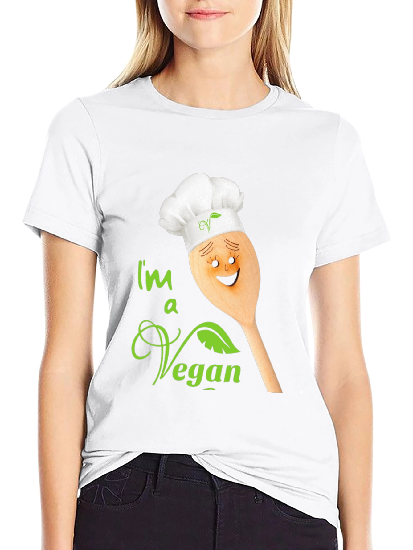 Black I'm a Vegan T-Shirt - Chef Spoon Design view 9