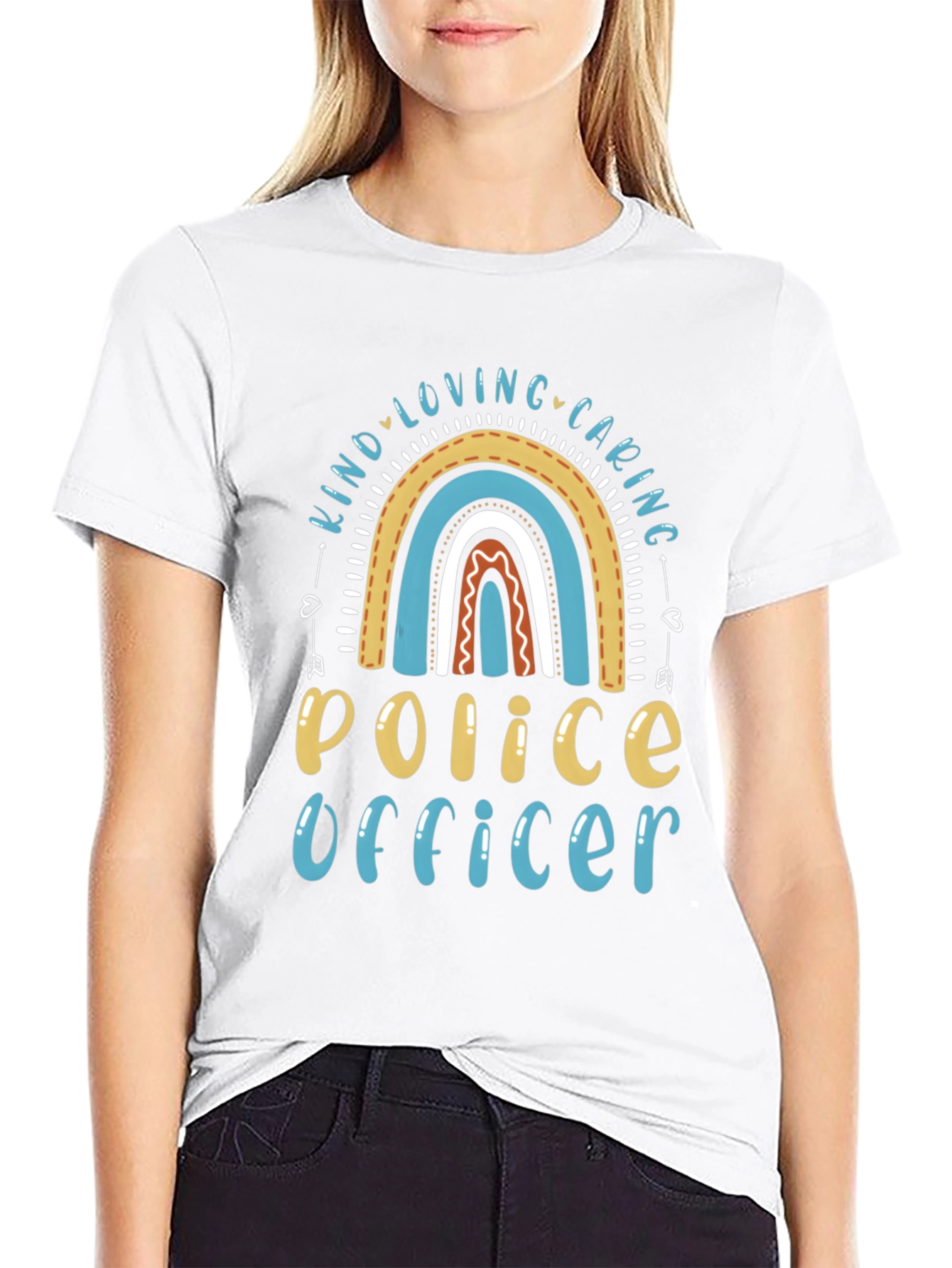 Black Kind Loving Caring Police Officer Graphic Tee view 9