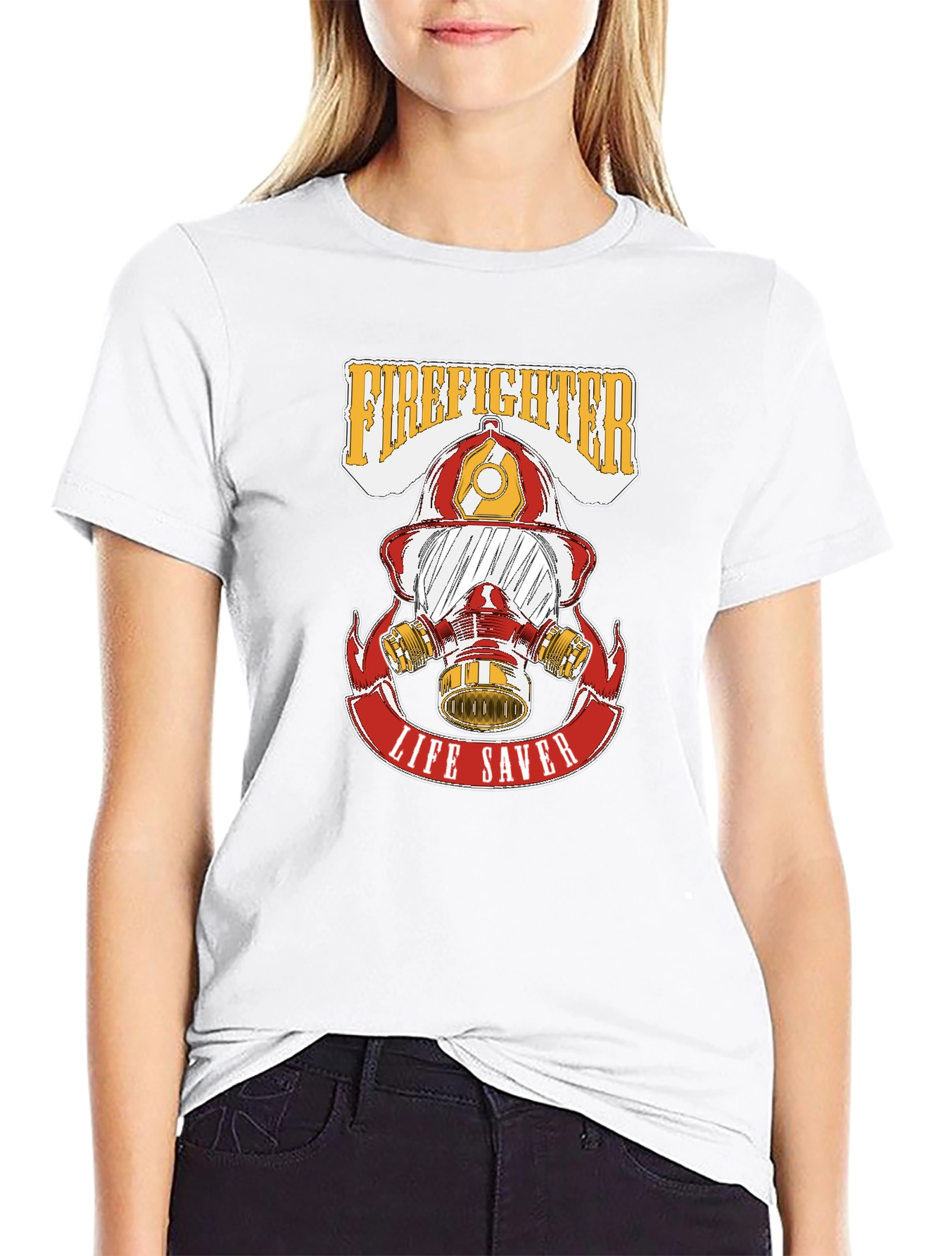 Black Firefighter Life Saver Graphic T-Shirt view 9