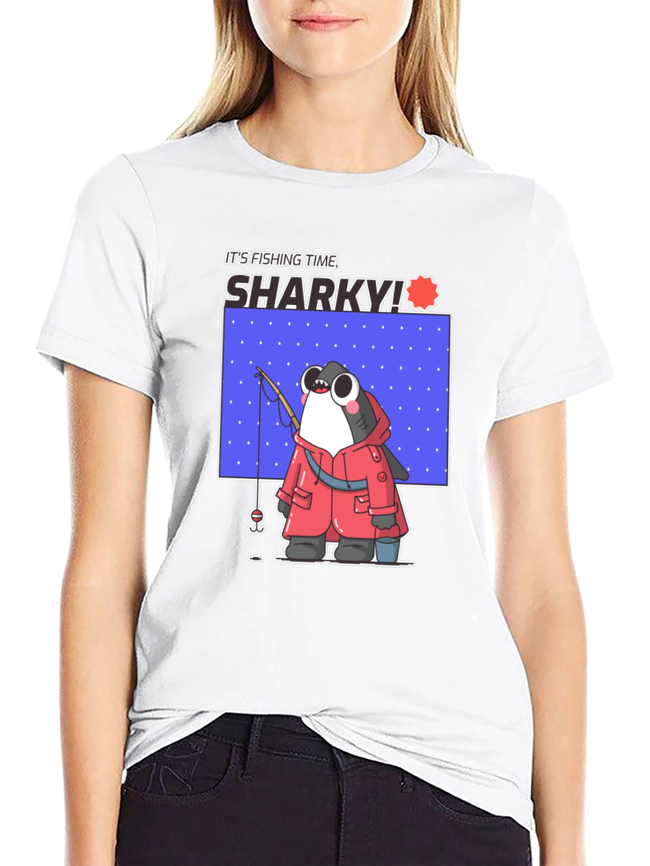 Black It's Fishing Time Sharky T-Shirt view 9