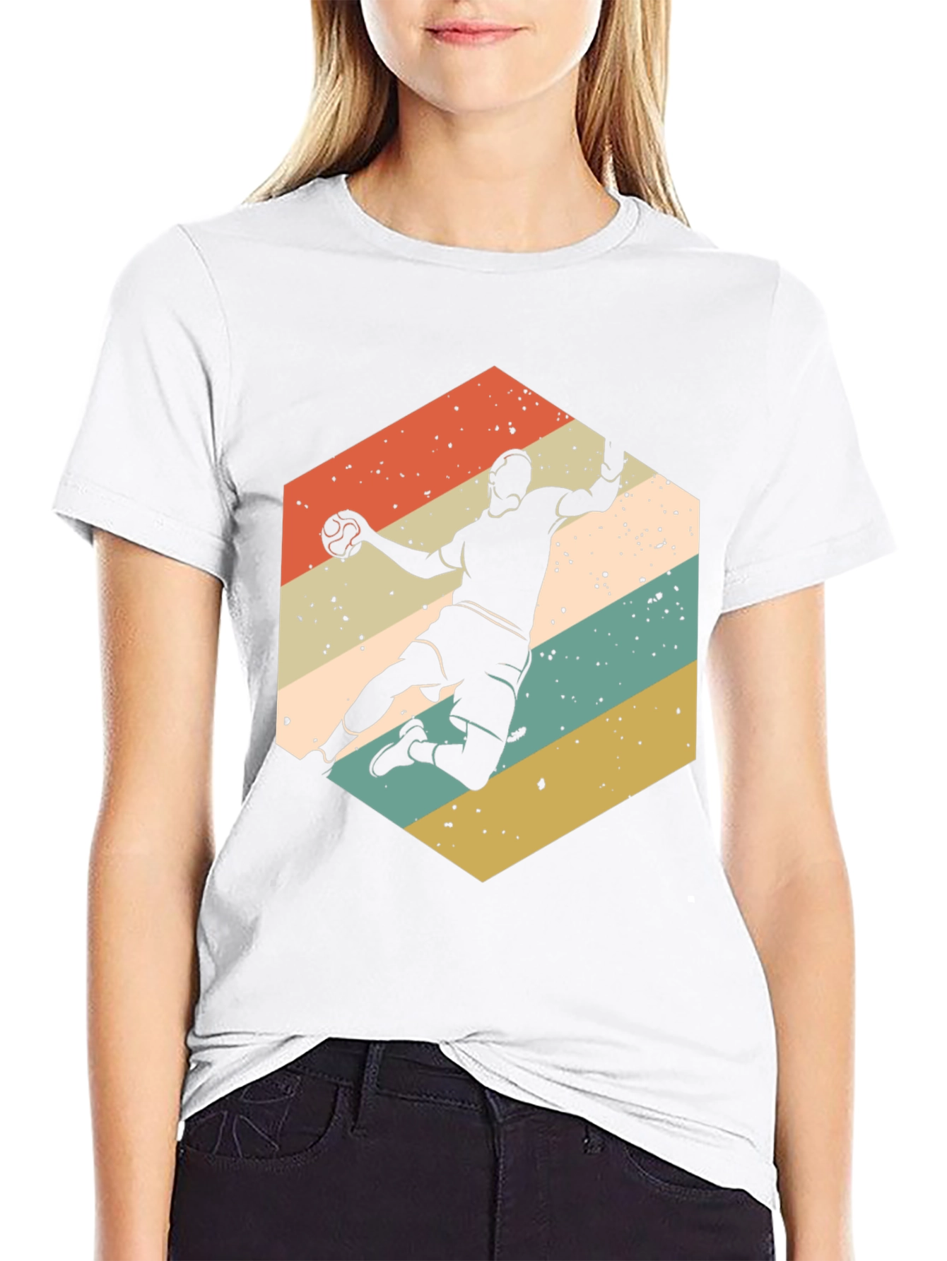 Black Vintage Handball Player T-Shirt view 9