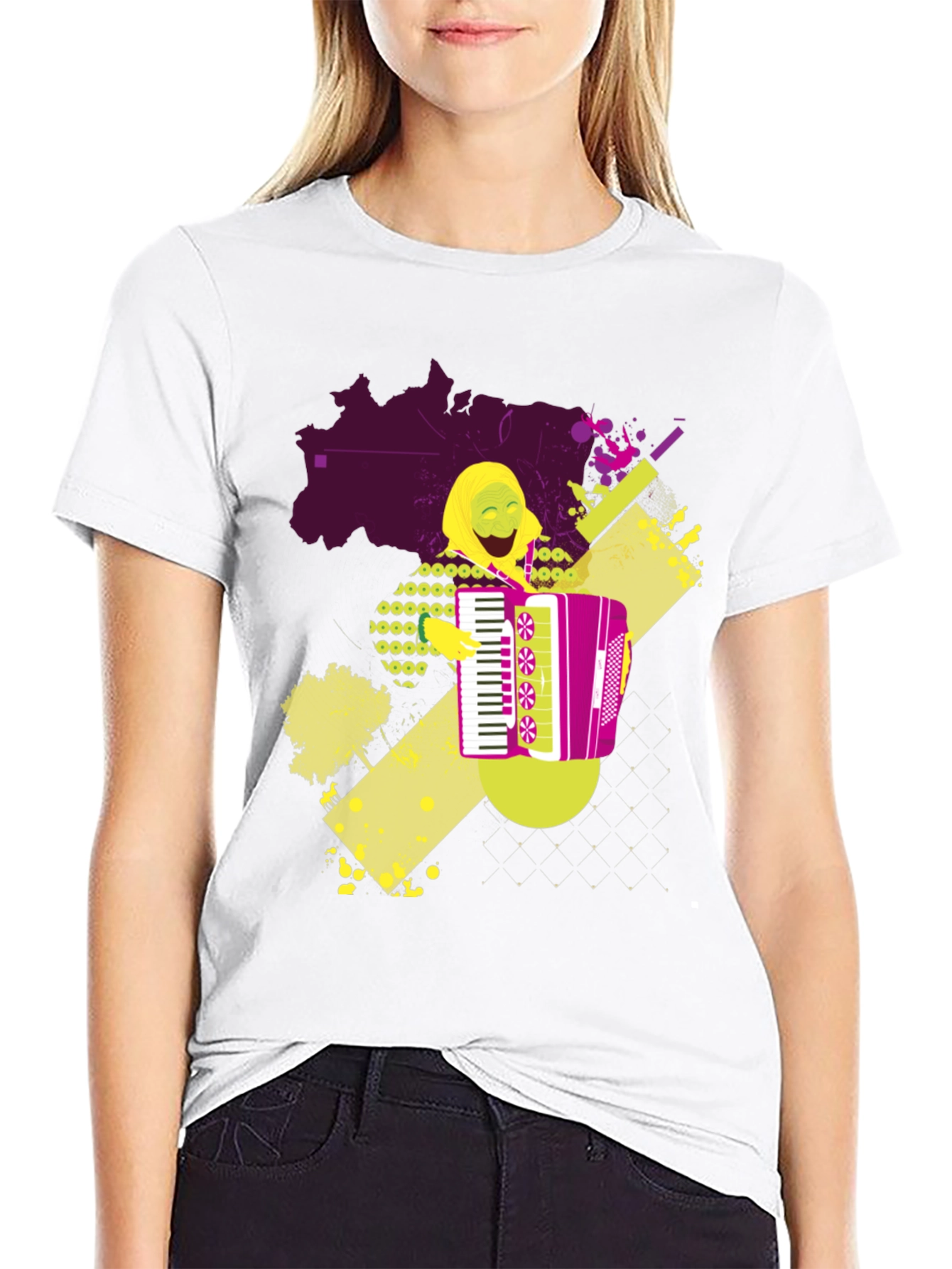 Black Accordion Player Graphic T-Shirt view 9