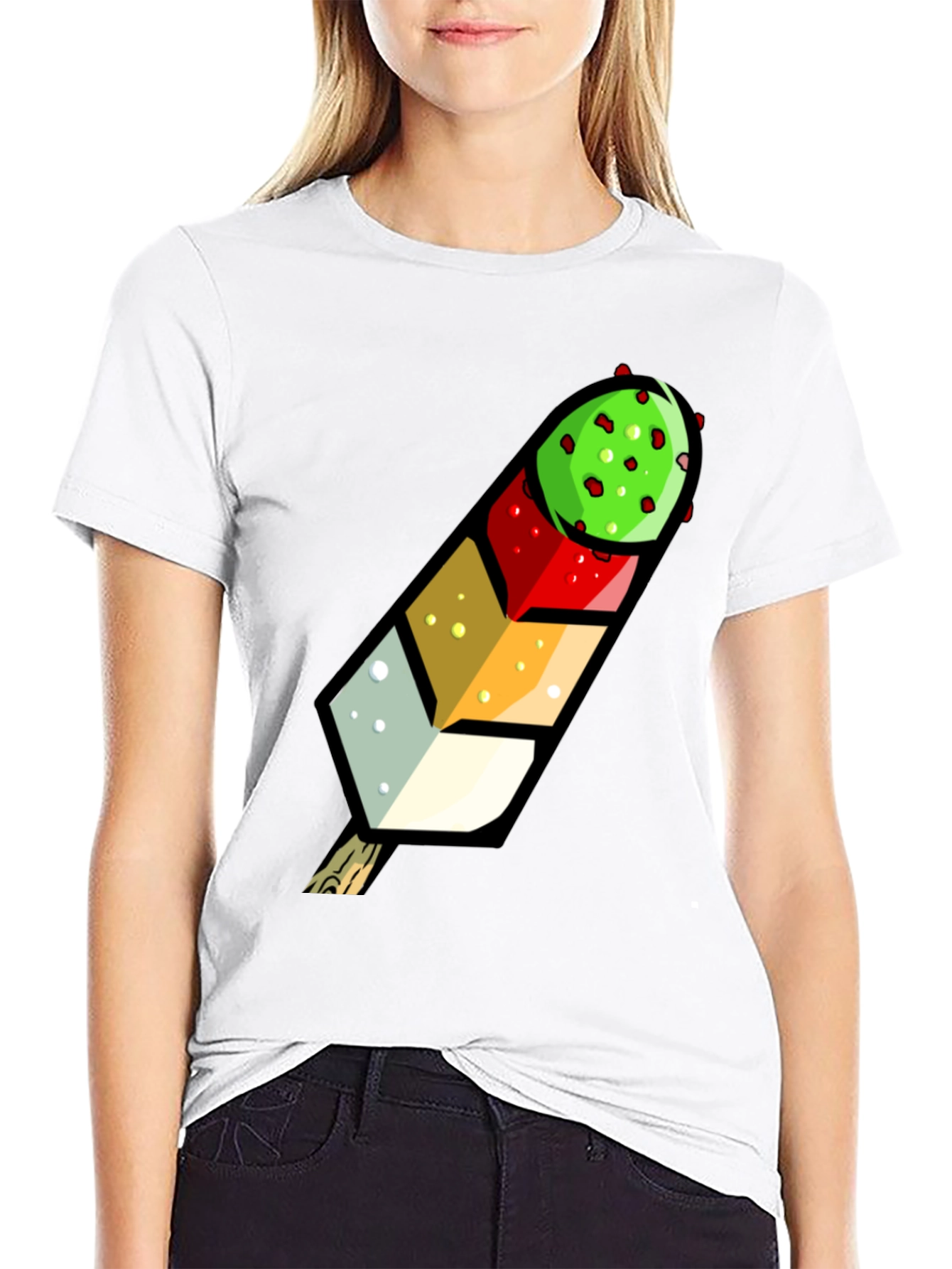 Black Funky Fruit Pop T-Shirt - Unique Colorful Design view 9