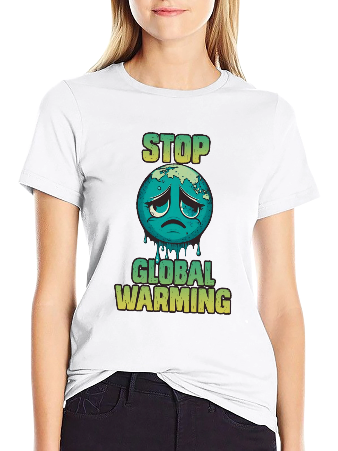 Black Stop Global Warming Graphic T-Shirt view 9
