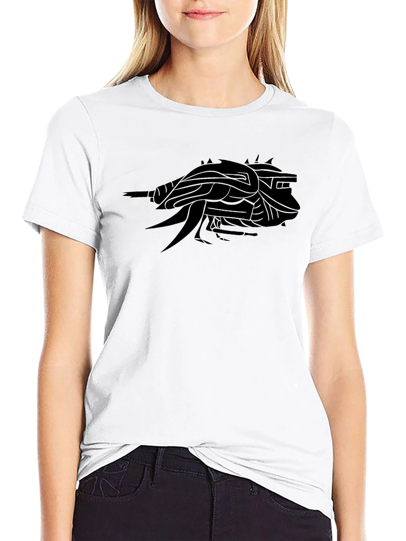 Black Men's Black Graphic Tee - Abstract Creature view 9
