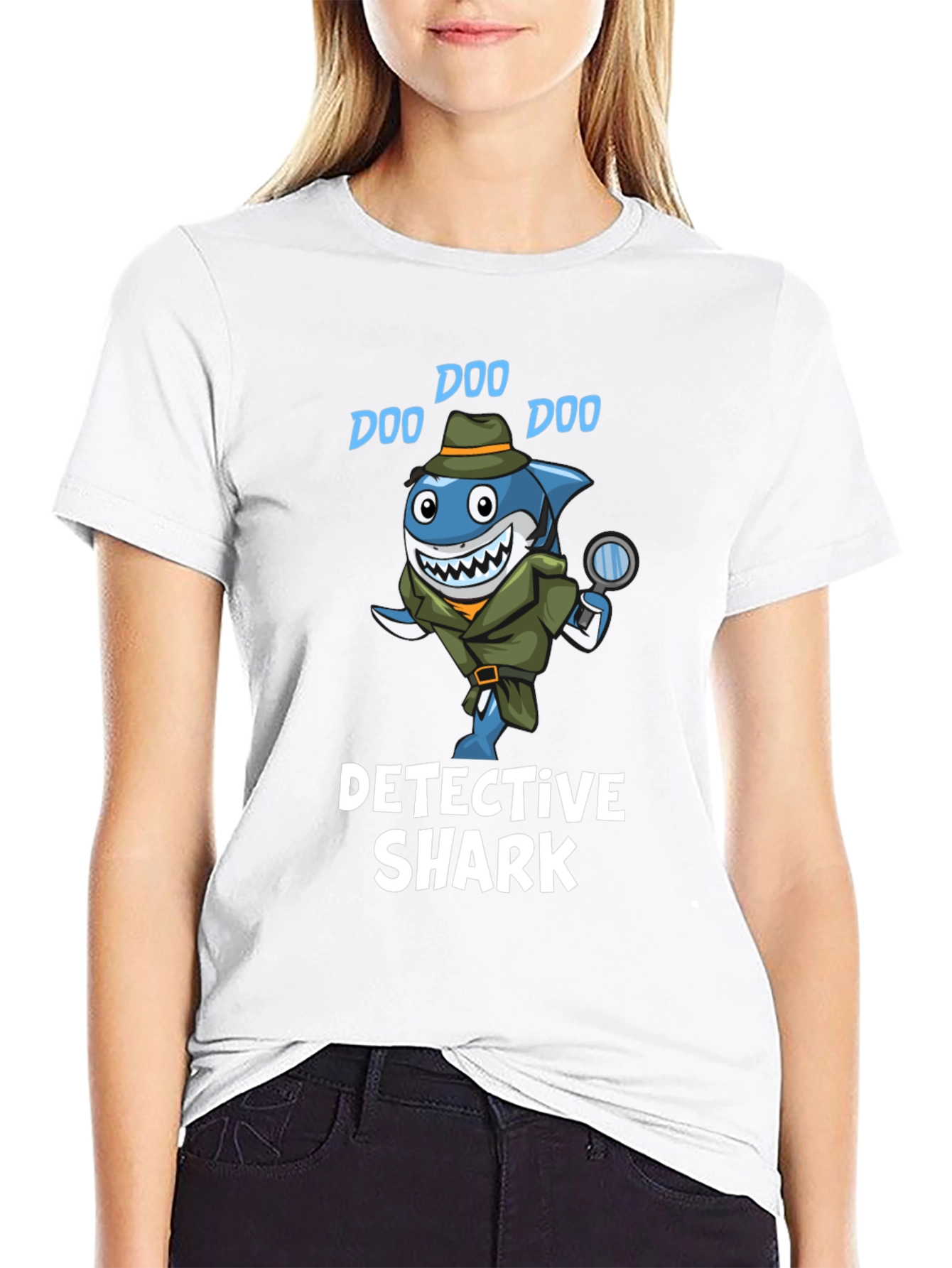 Black Detective Shark T-Shirt - Doo Doo! view 9
