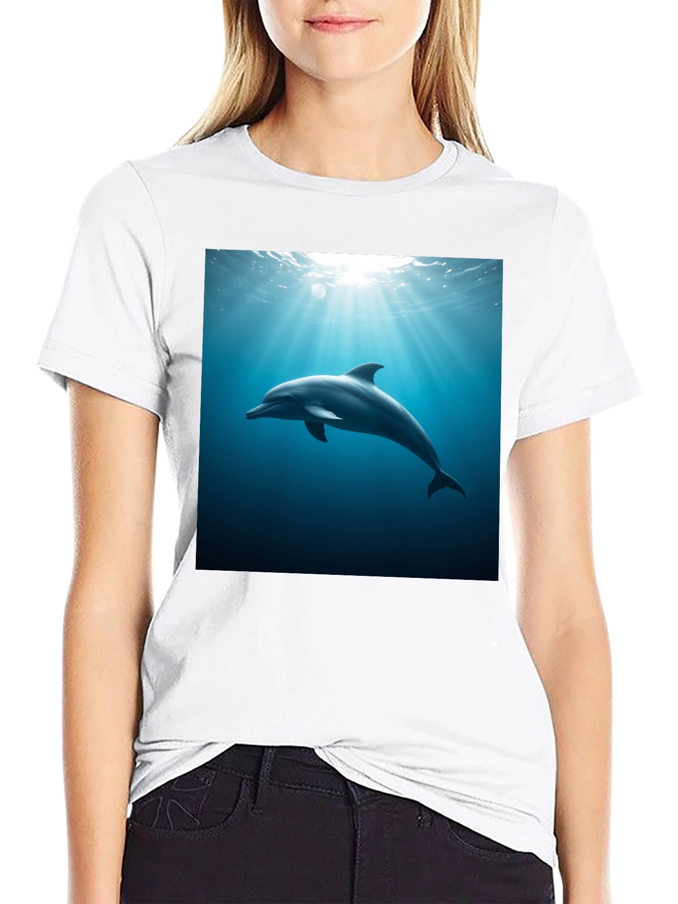 Black Dolphin Ocean Depths Graphic Tee - Black Cotton view 9
