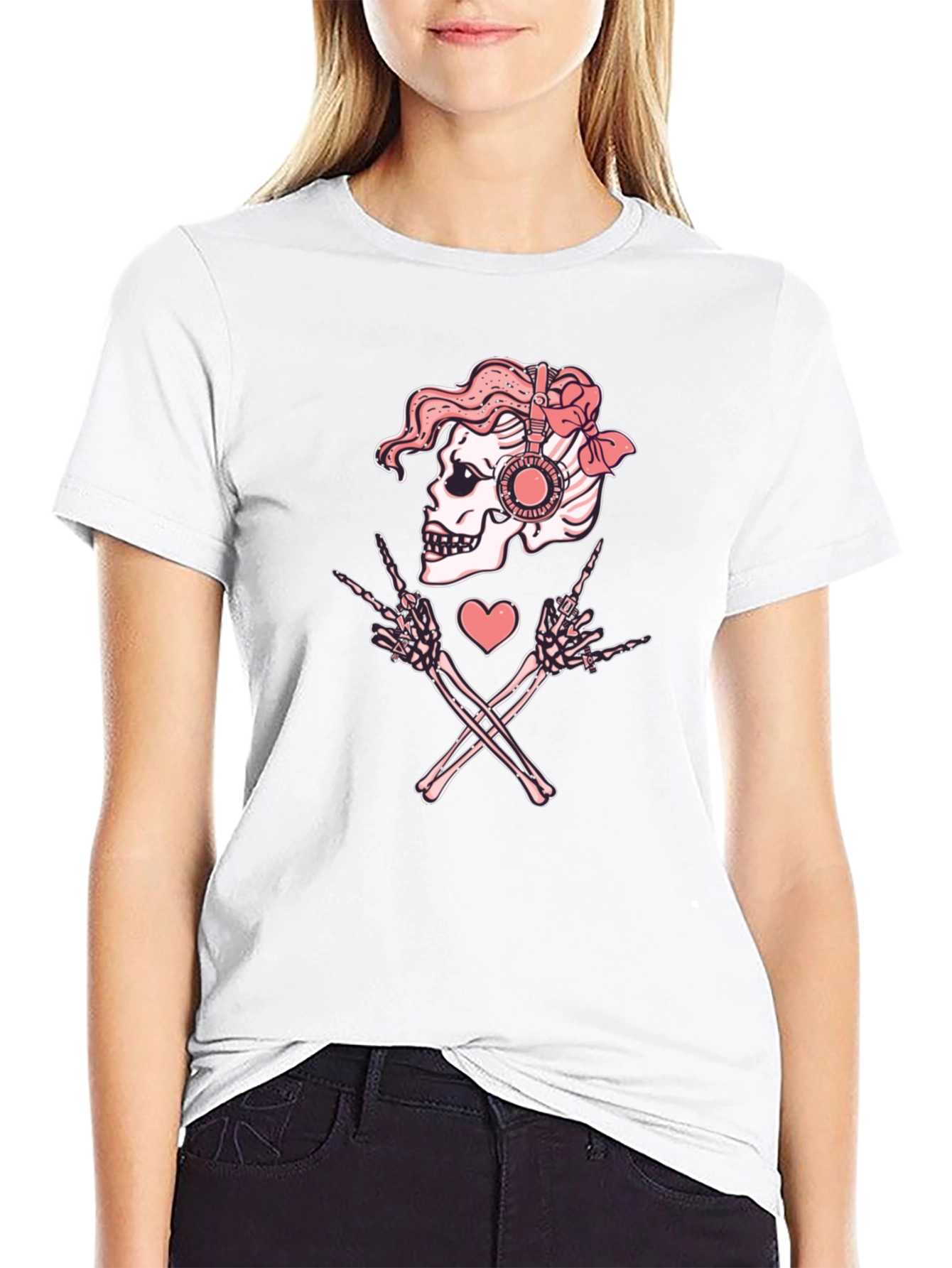 Black Skull Rock On Tee view 9