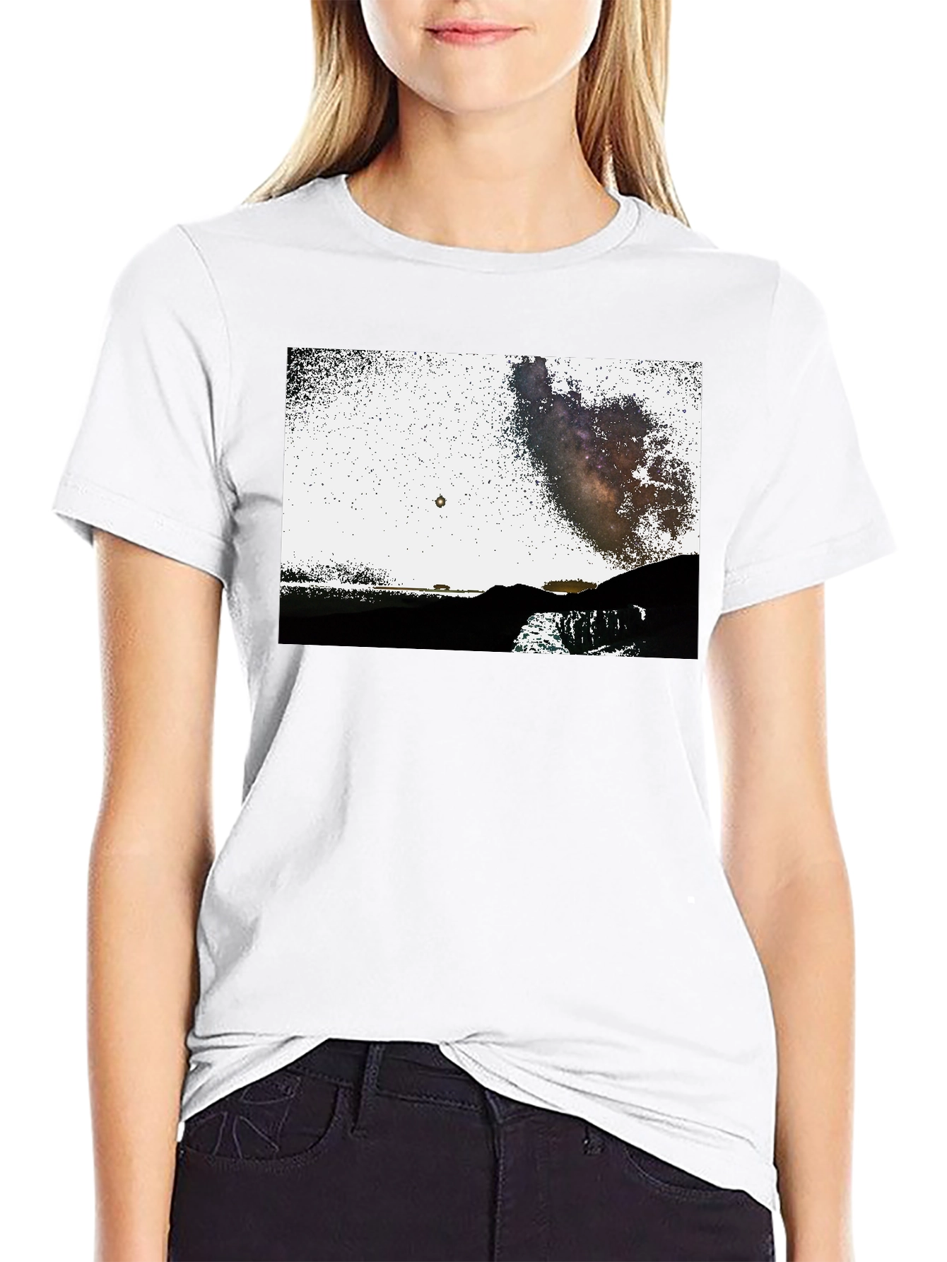 Black Black Graphic Tee - Night Sky Scene view 9