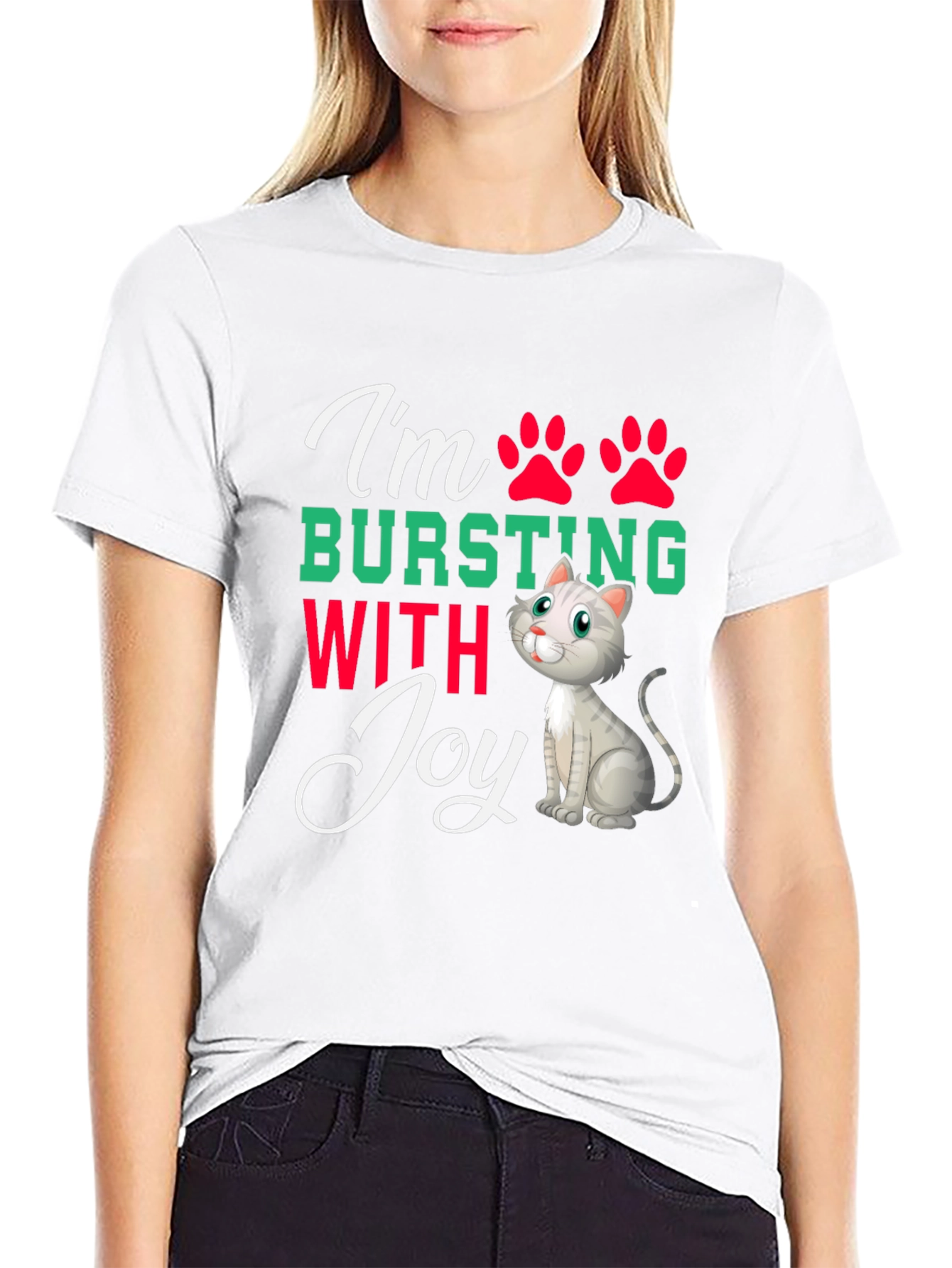 Black I'm Bursting With Joy Cat T-Shirt view 9