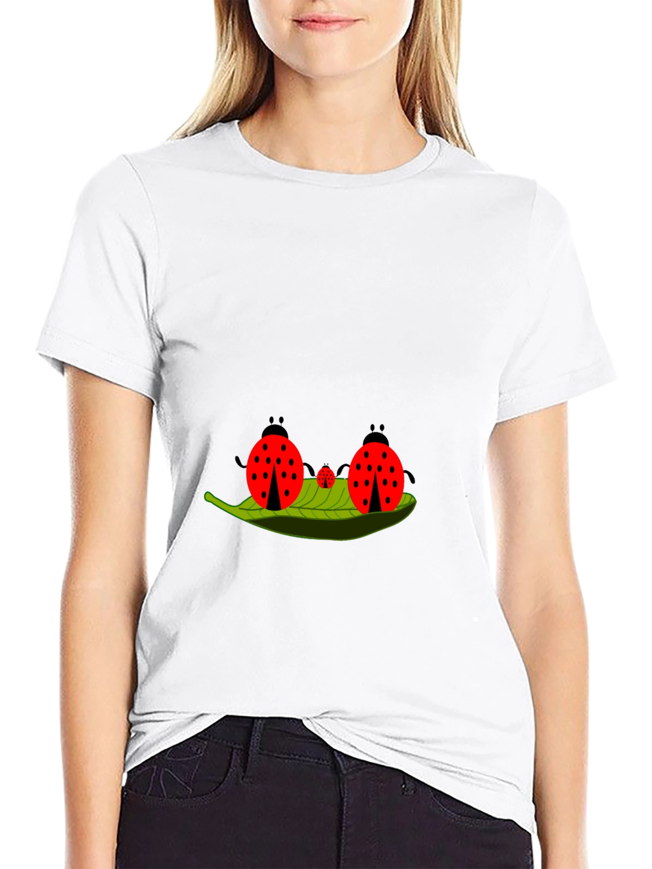 Black Ladybug Family Graphic Tee - Black Cotton T-Shirt view 9