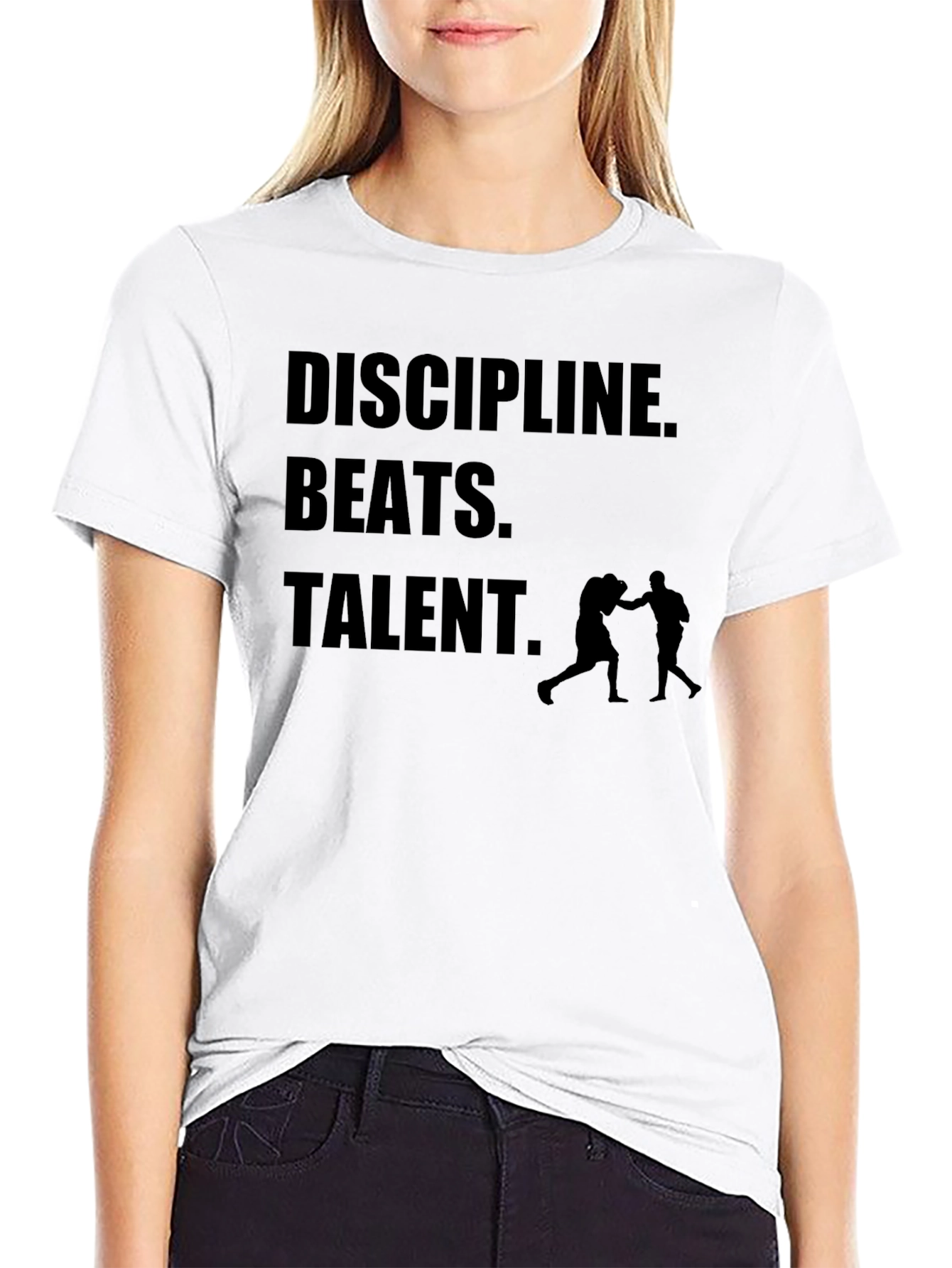 Black Discipline Beats Talent Men's Black Graphic T-Shirt view 9