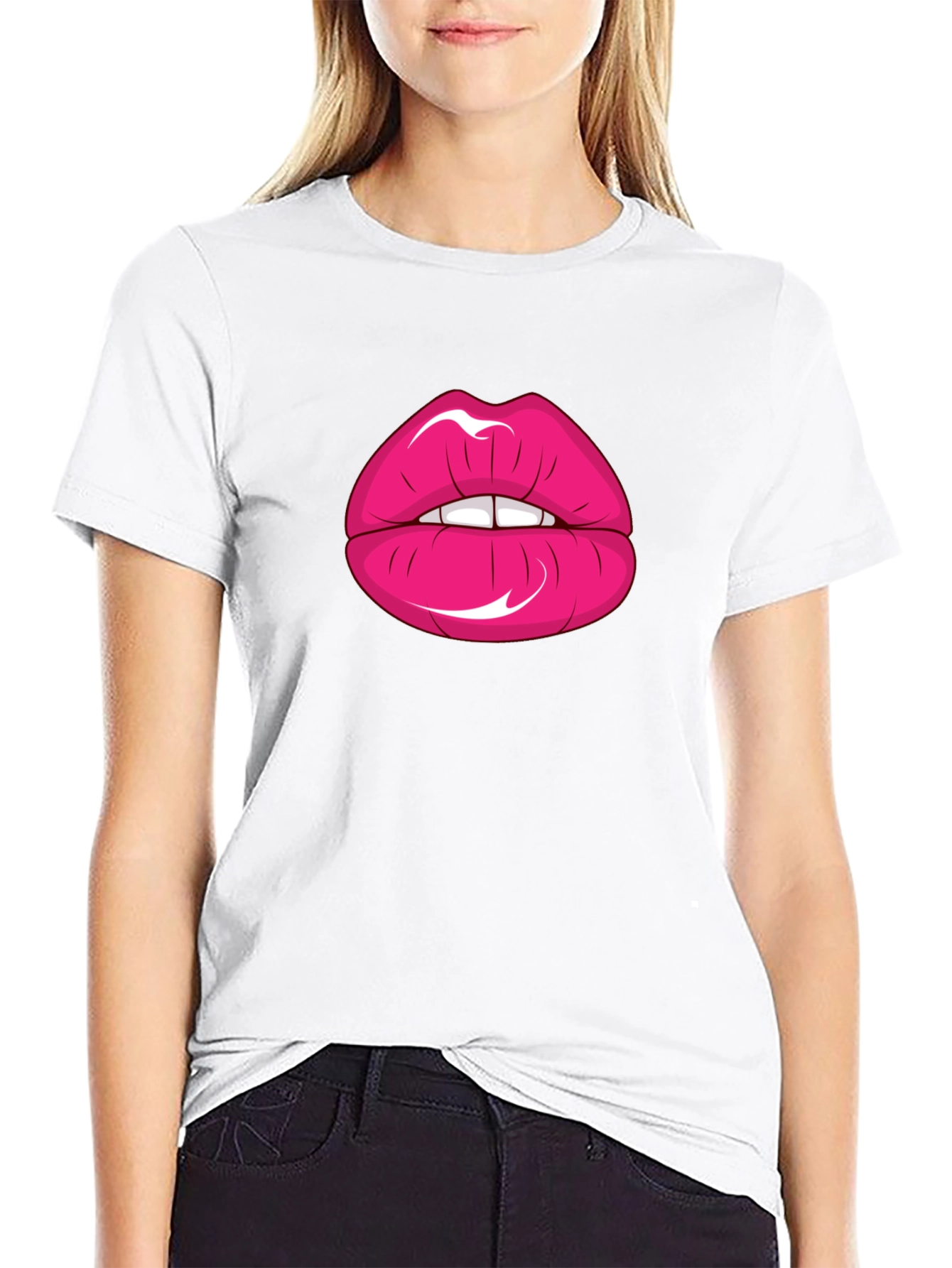 Black Lips Graphic Print Black T-Shirt view 9