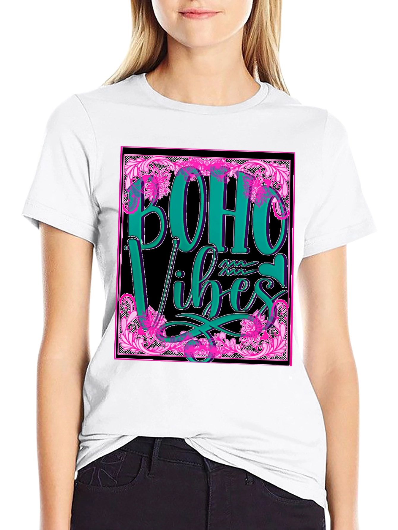 Black Boho Vibes Graphic Tee - Stylish & Trendy view 9
