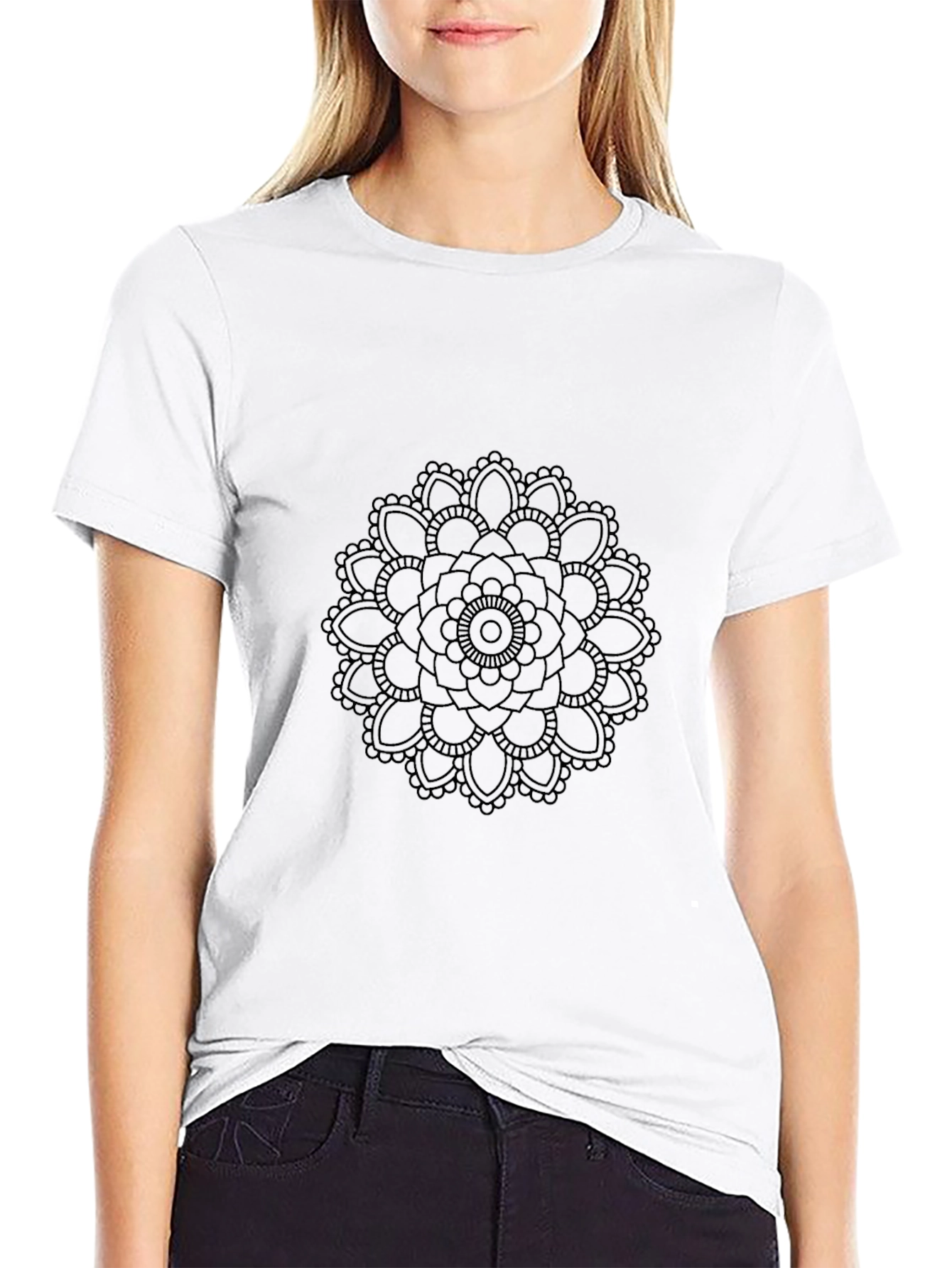 Black Men's Black Mandala Graphic T-Shirt view 9