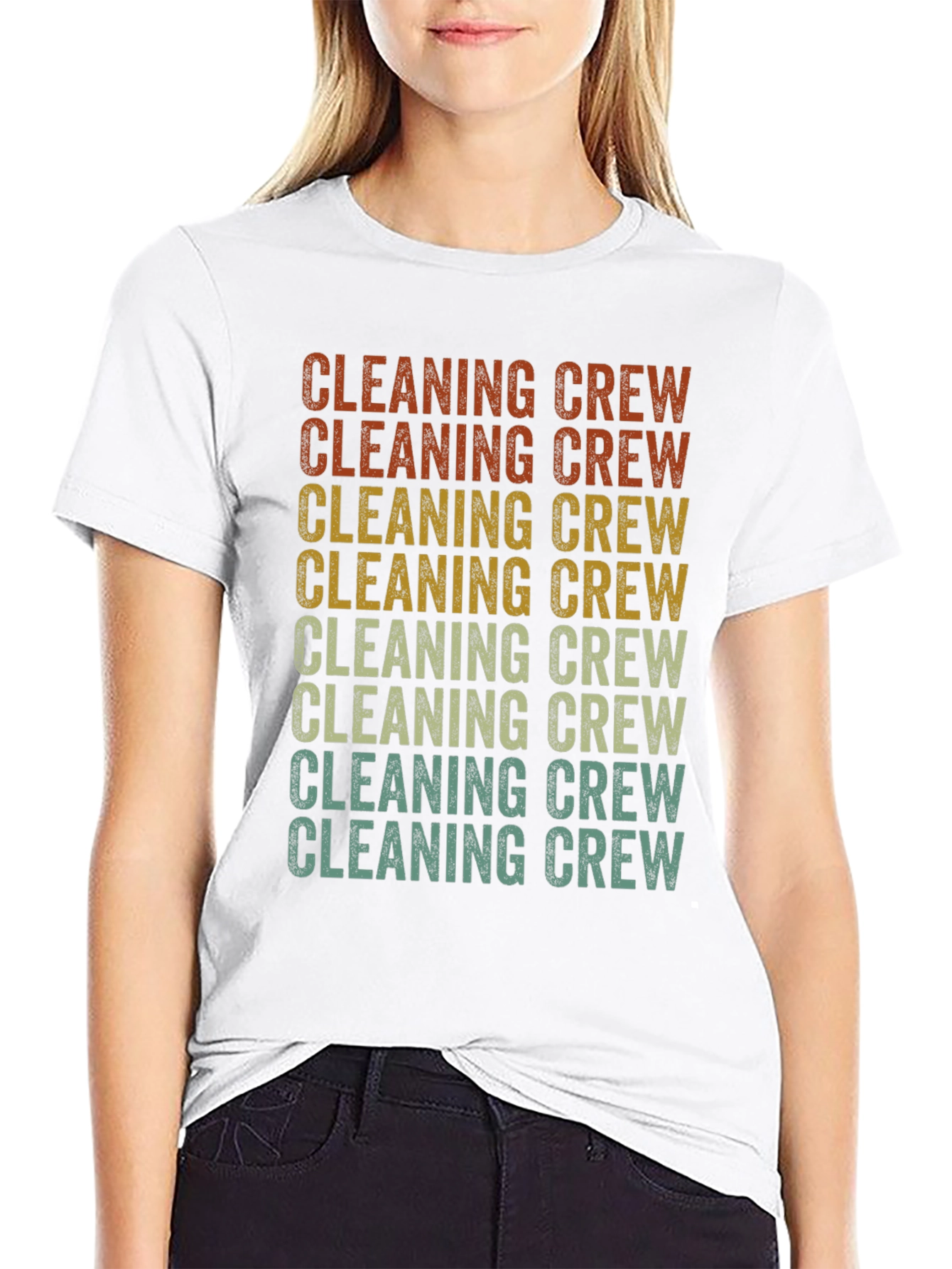 Black Cleaning Crew Retro Graphic T-Shirt view 9